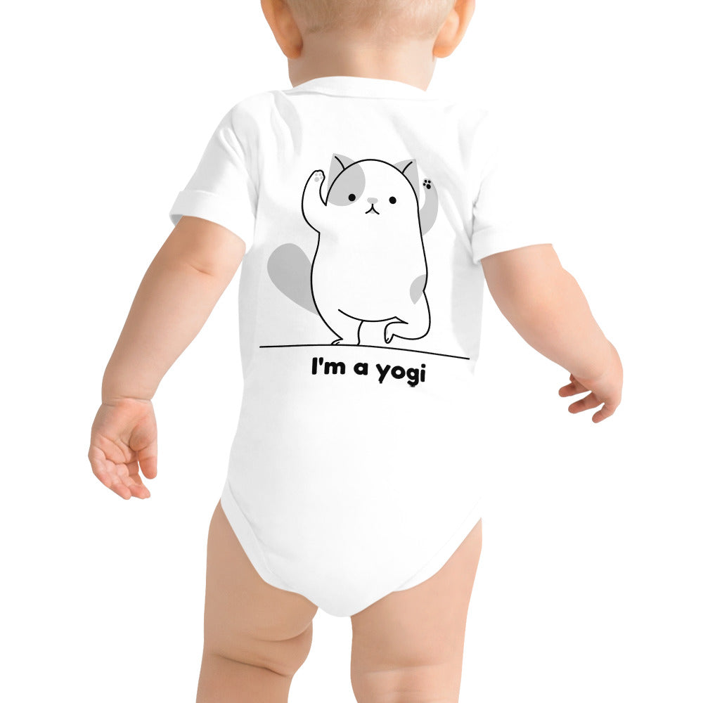 Meow Yogi - Baby short sleeve one piece (back print)