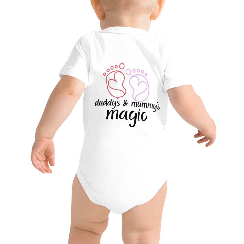 Daddy & Mummy's Magic - Baby short sleeve one piece (back print)