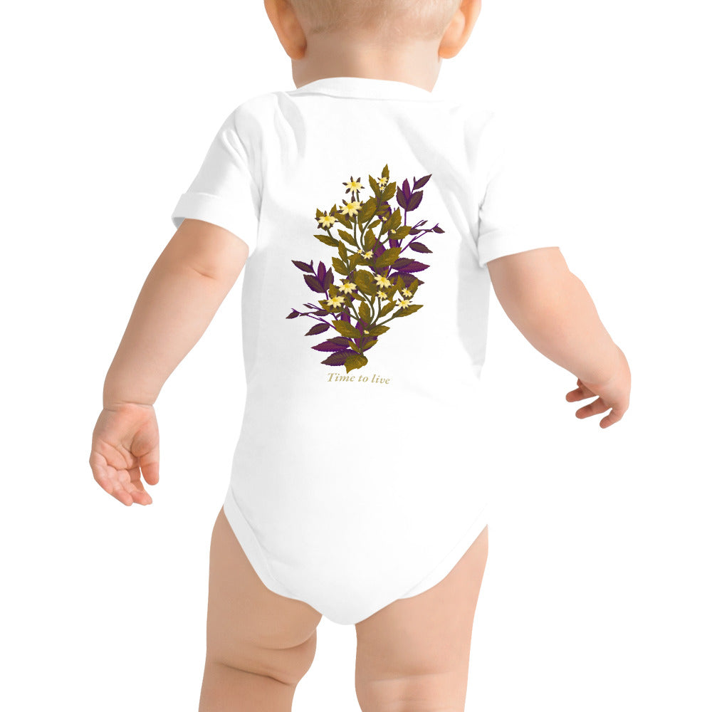 botanical illustration - Baby short sleeve one piece (back print)