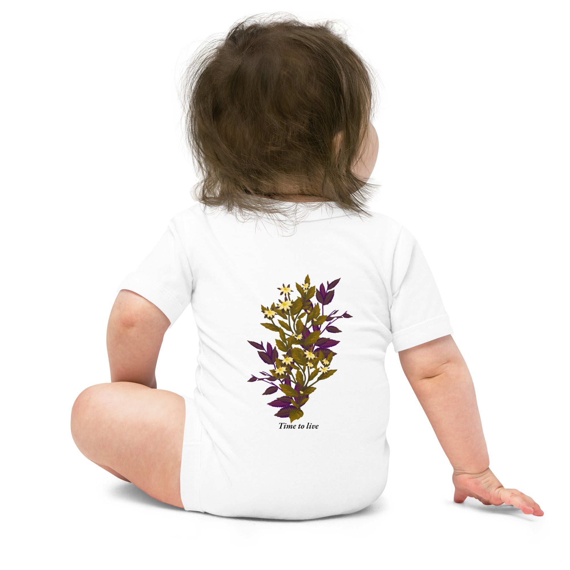 botanical illustration - Baby short sleeve one piece (back print)