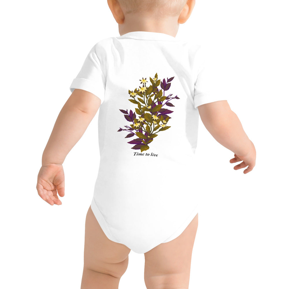 botanical illustration - Baby short sleeve one piece (back print)