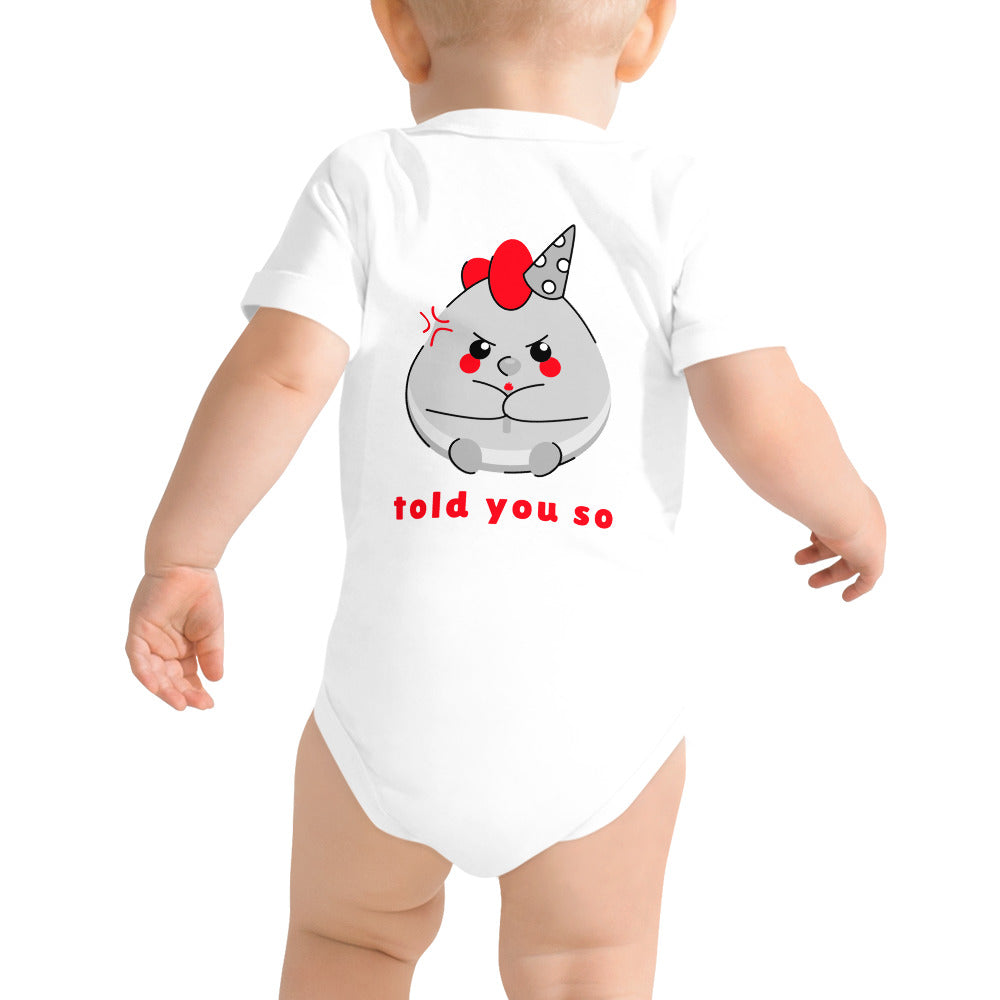 Told you so V - Baby short sleeve one piece (back print)