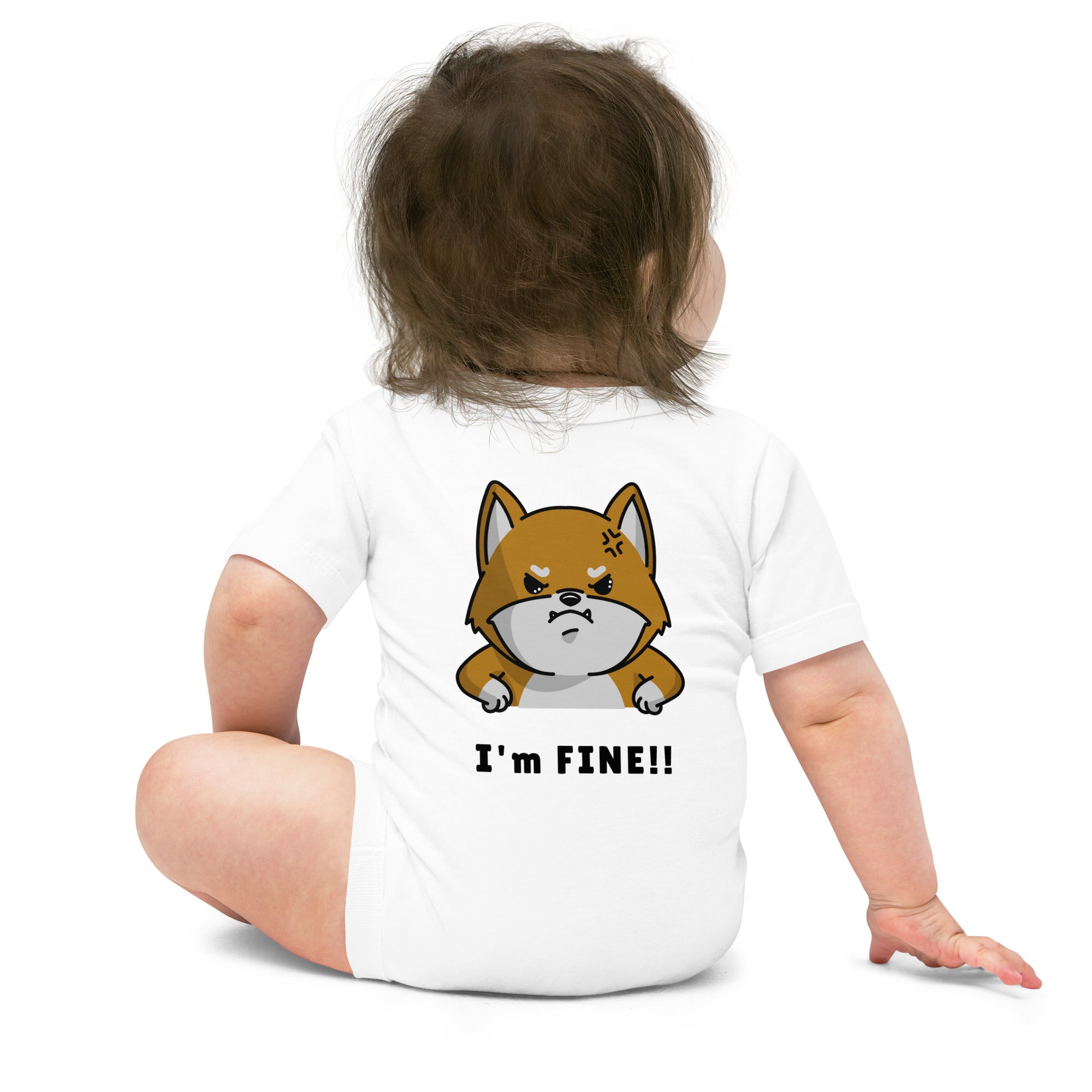 I'm fine - Baby short sleeve one piece (back print)