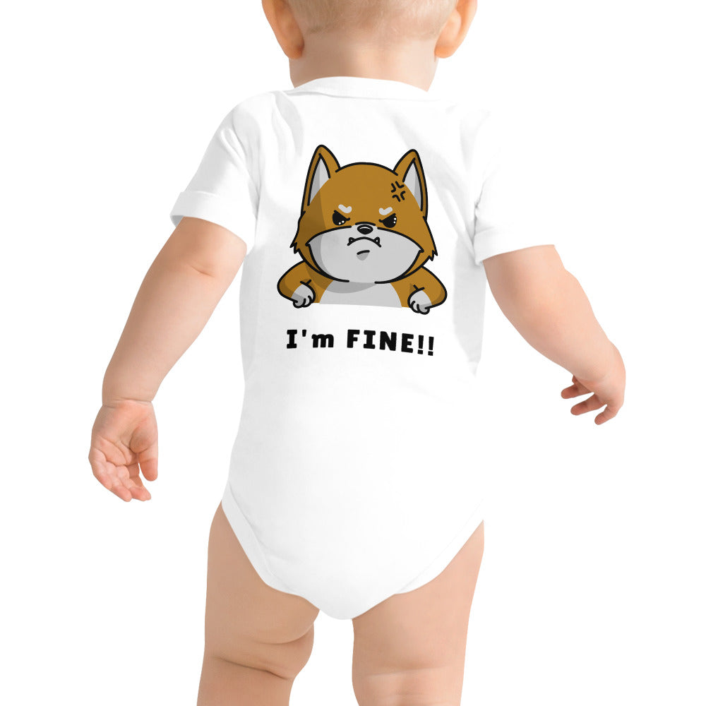 I'm fine - Baby short sleeve one piece (back print)