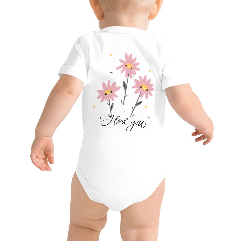 I love you - Baby short sleeve one piece (back print)