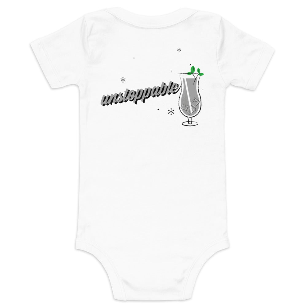 Unstoppable V - Baby short sleeve one piece (back print)