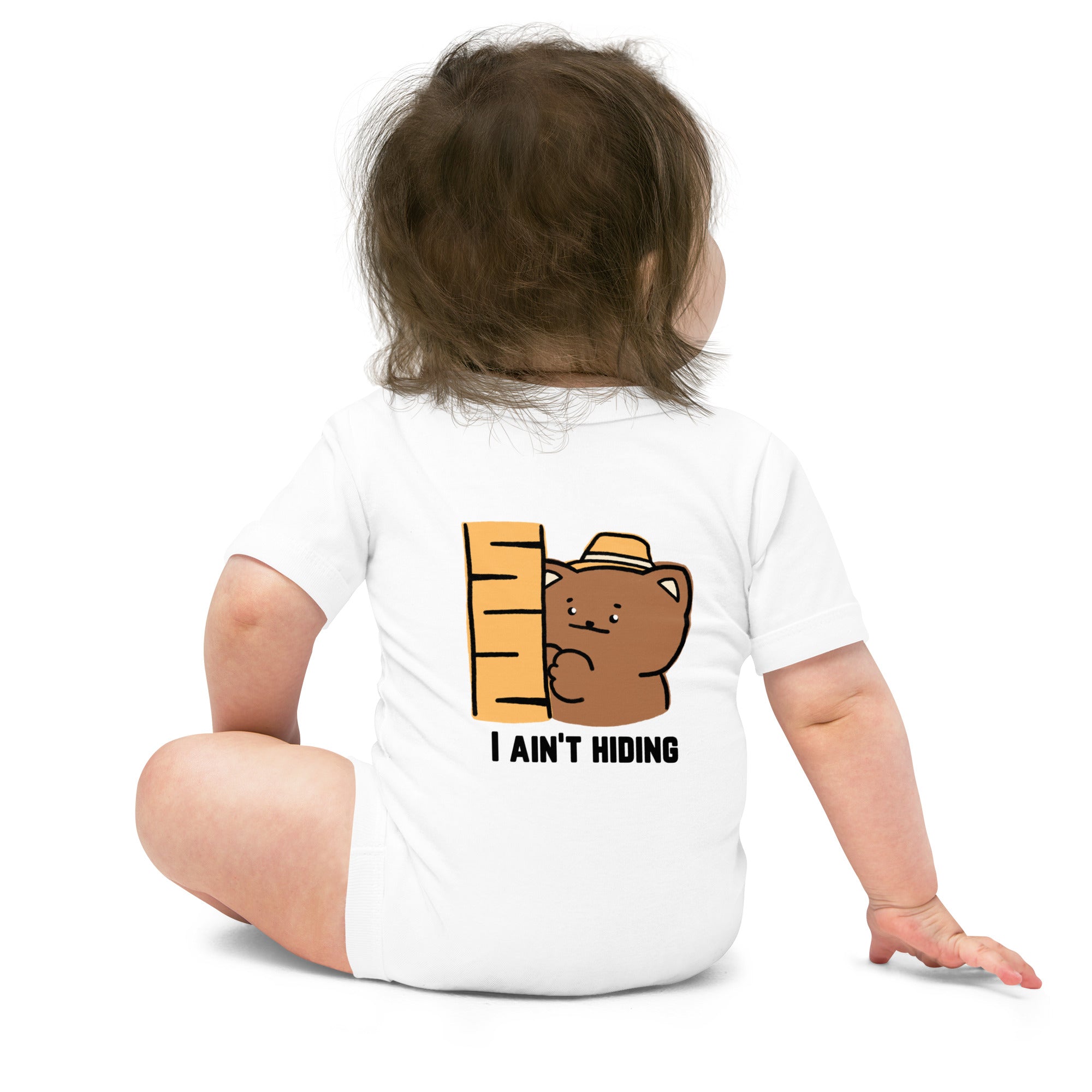 I ain't hiding - Baby short sleeve one piece (back print)