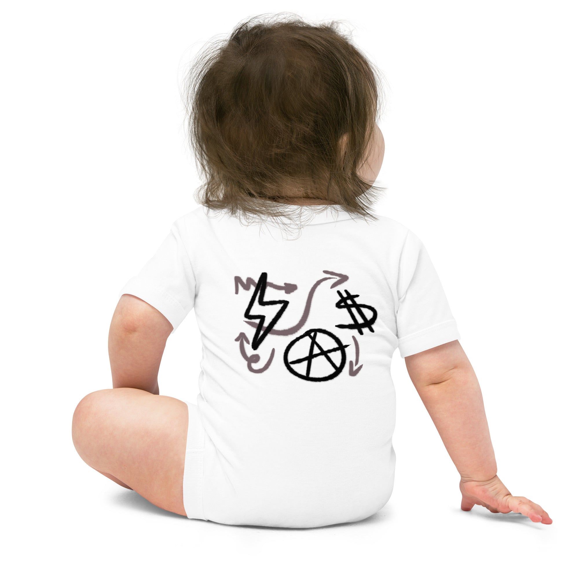 $ = $ - Baby short sleeve one piece (back print)