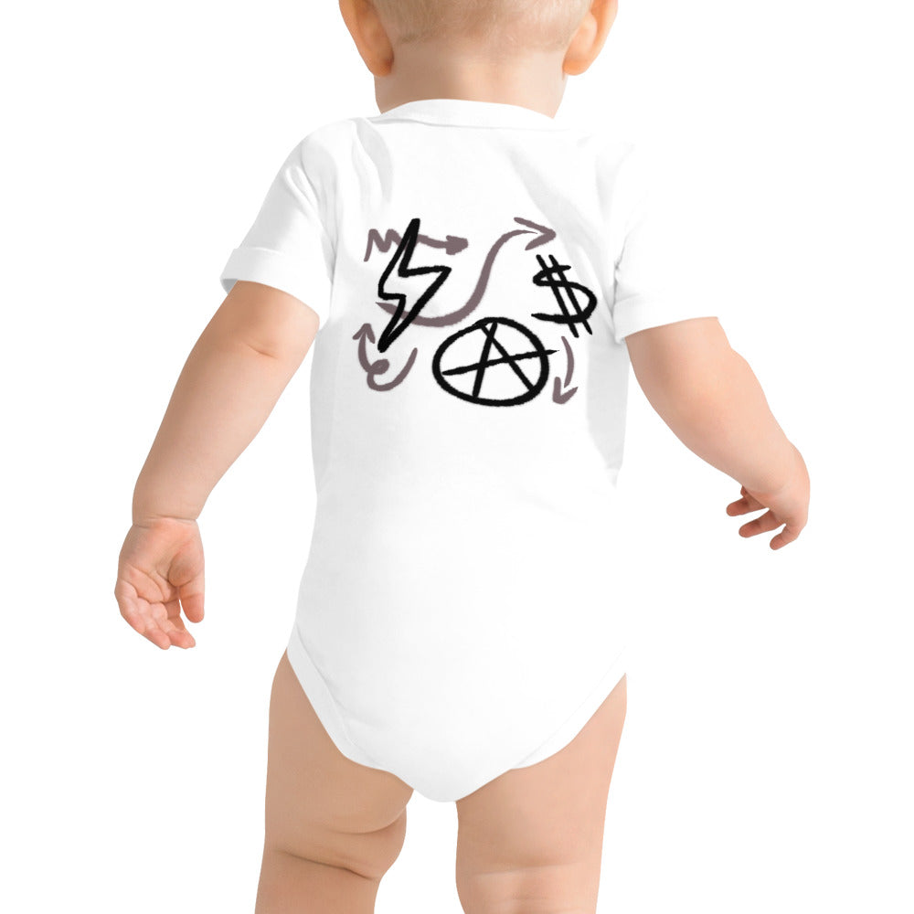 $ = $ - Baby short sleeve one piece (back print)