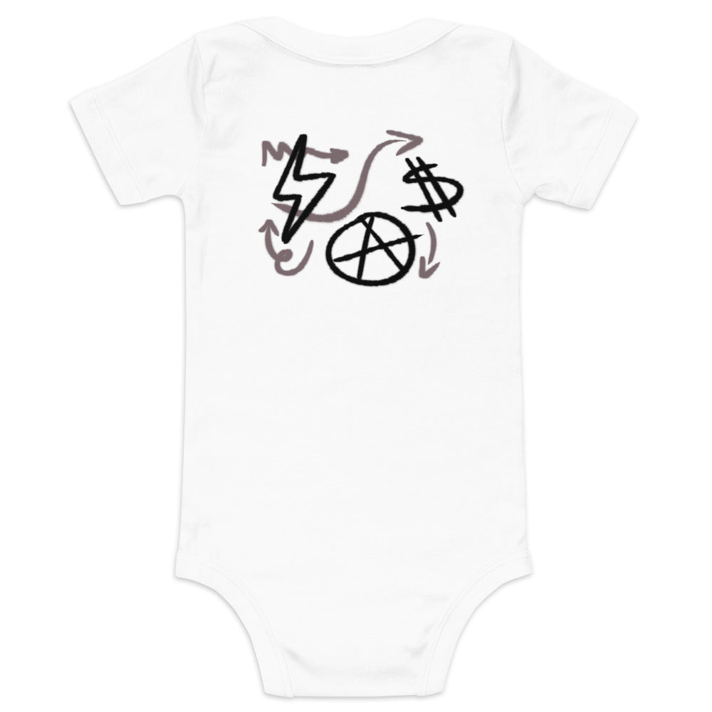 $ = $ - Baby short sleeve one piece (back print)