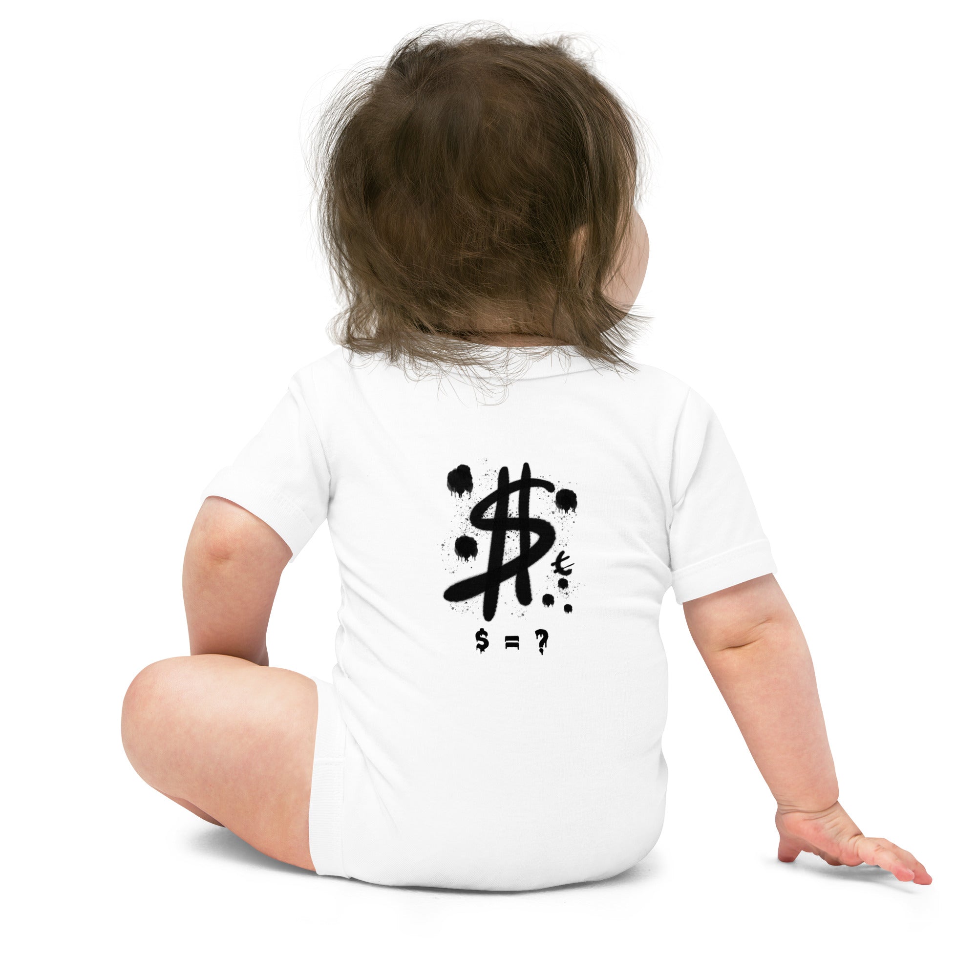 $ = ? - Baby short sleeve one piece (back print)