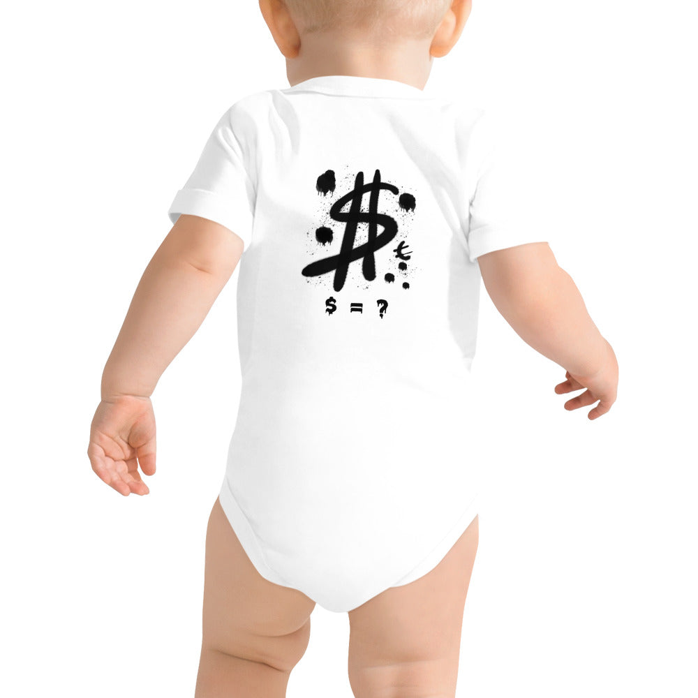 $ = ? - Baby short sleeve one piece (back print)