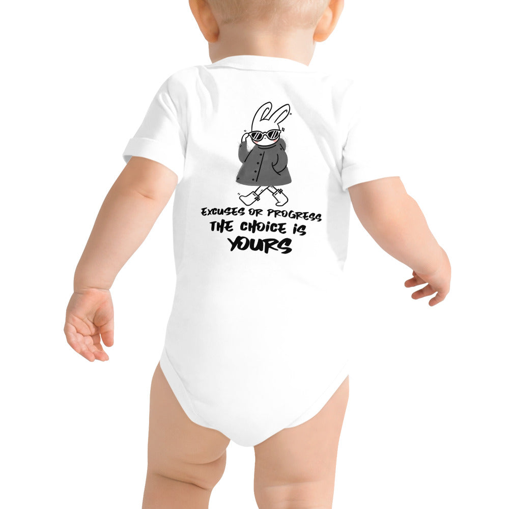 Excuses or Progress, the choice is yours  - Baby short sleeve one piece (back print)