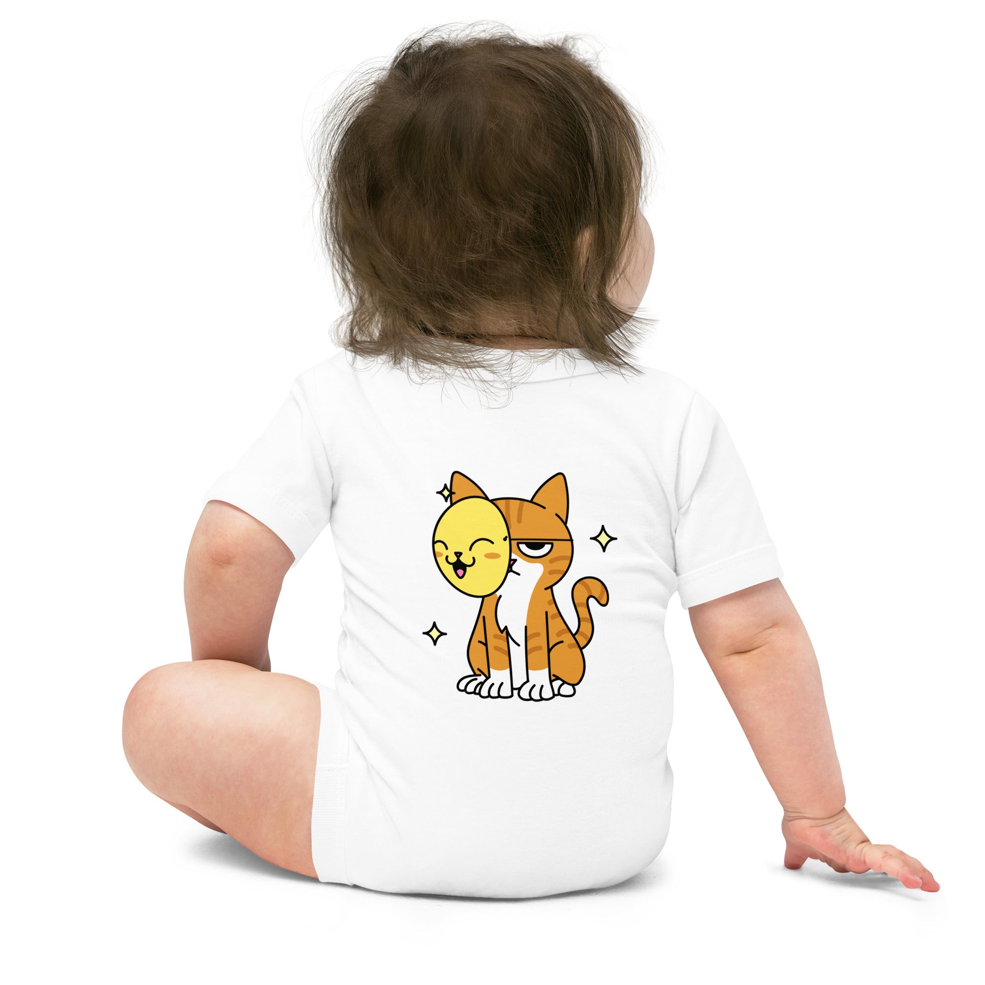 Meow at work - Baby short sleeve one piece (back print)