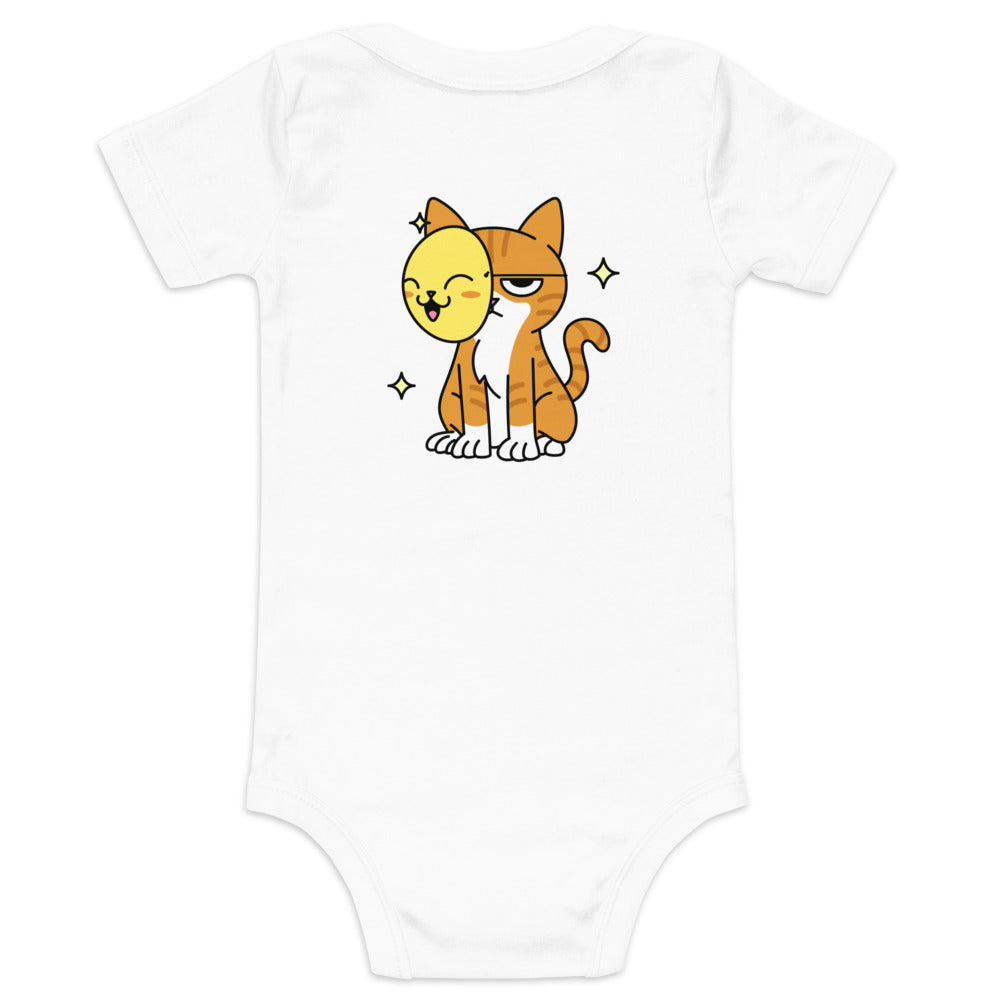 Meow at work - Baby short sleeve one piece (back print)