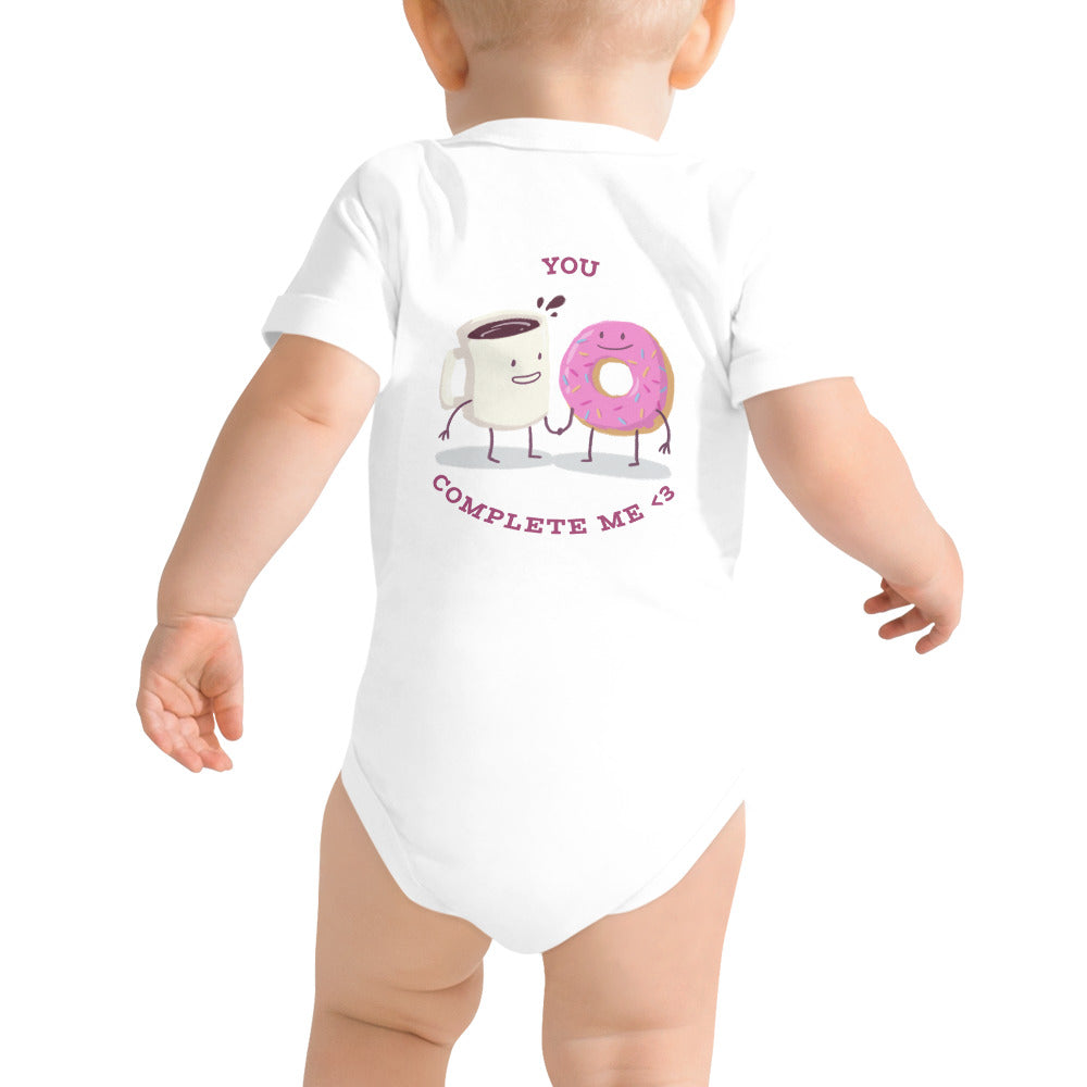 You complete me - Baby short sleeve one piece (back print)