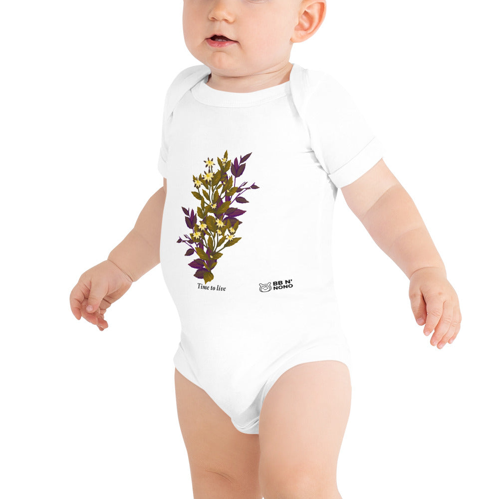 botanical illustration - Baby short sleeve one piece