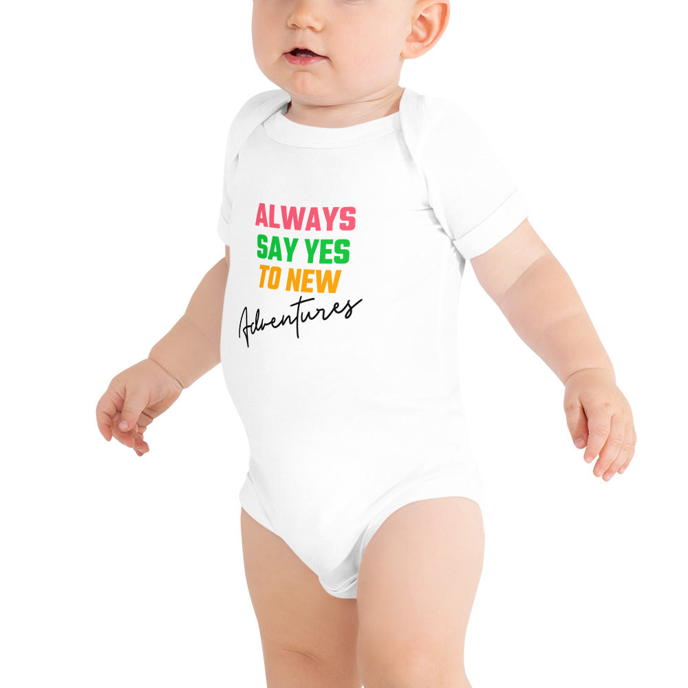 Always say yes to new, adventurer - Baby short sleeve one piece (rainbow)