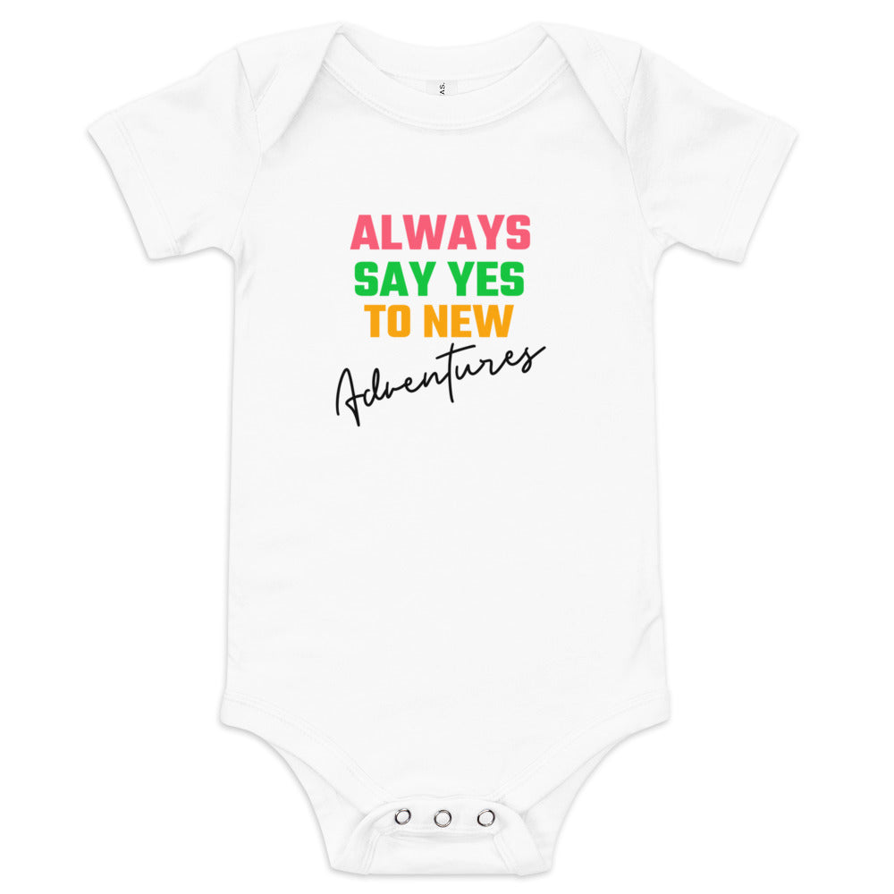 Always say yes to new, adventurer - Baby short sleeve one piece (rainbow)