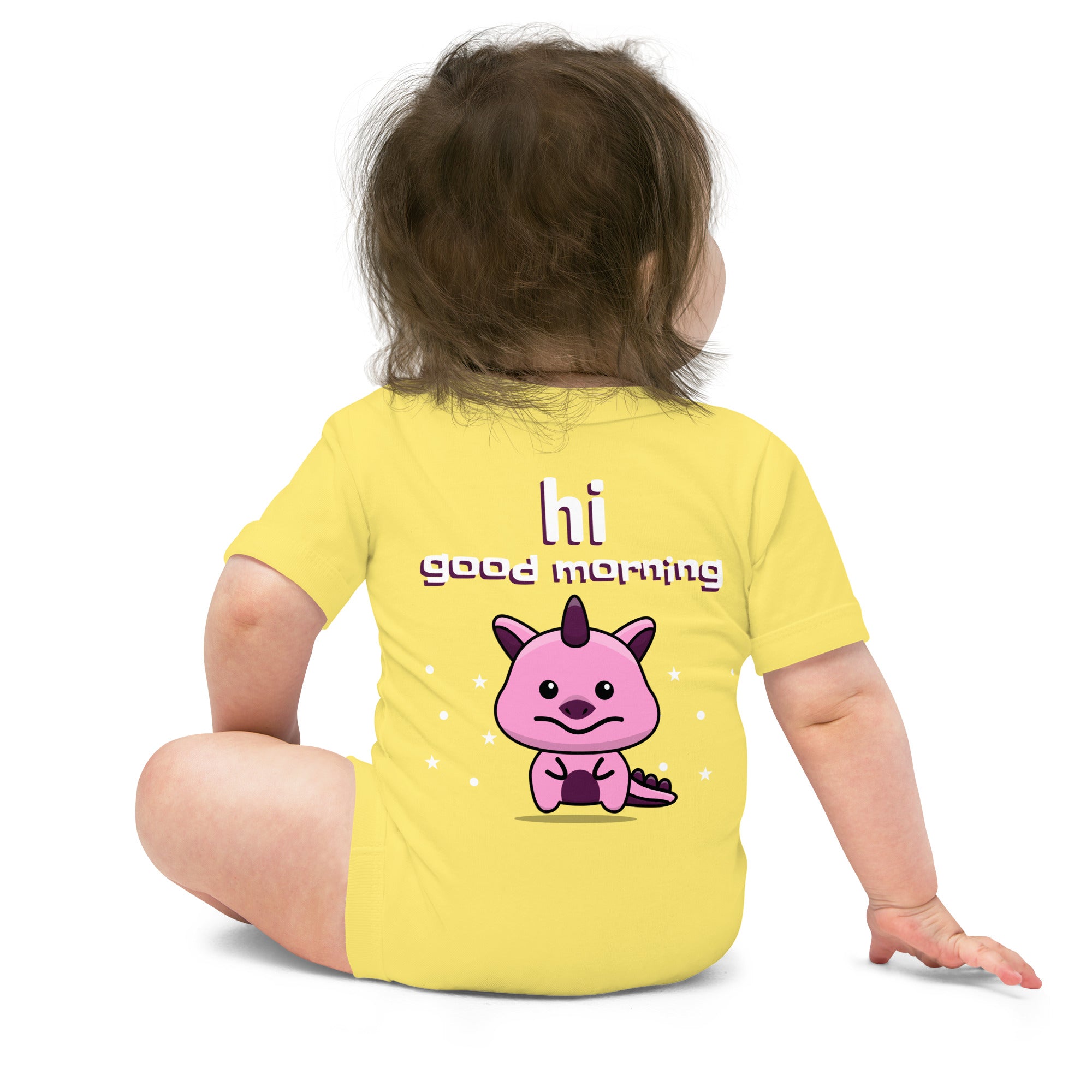 V1 Cute monster - Baby short sleeve one piece (back print)