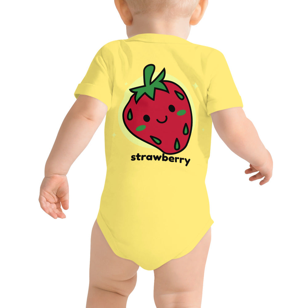 Strawberry - Baby short sleeve one piece (back print)