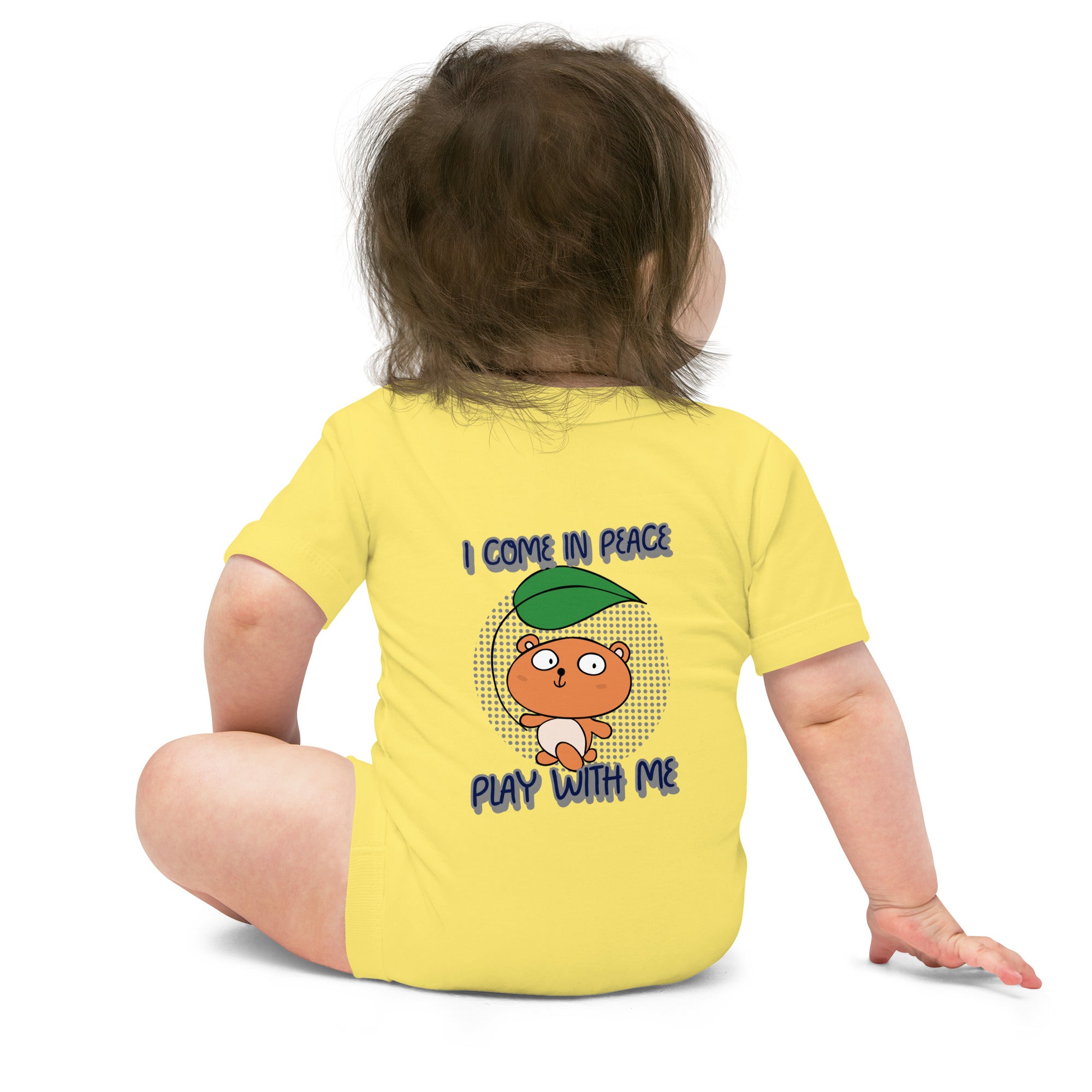 Peace bear - Baby short sleeve one piece (back print)