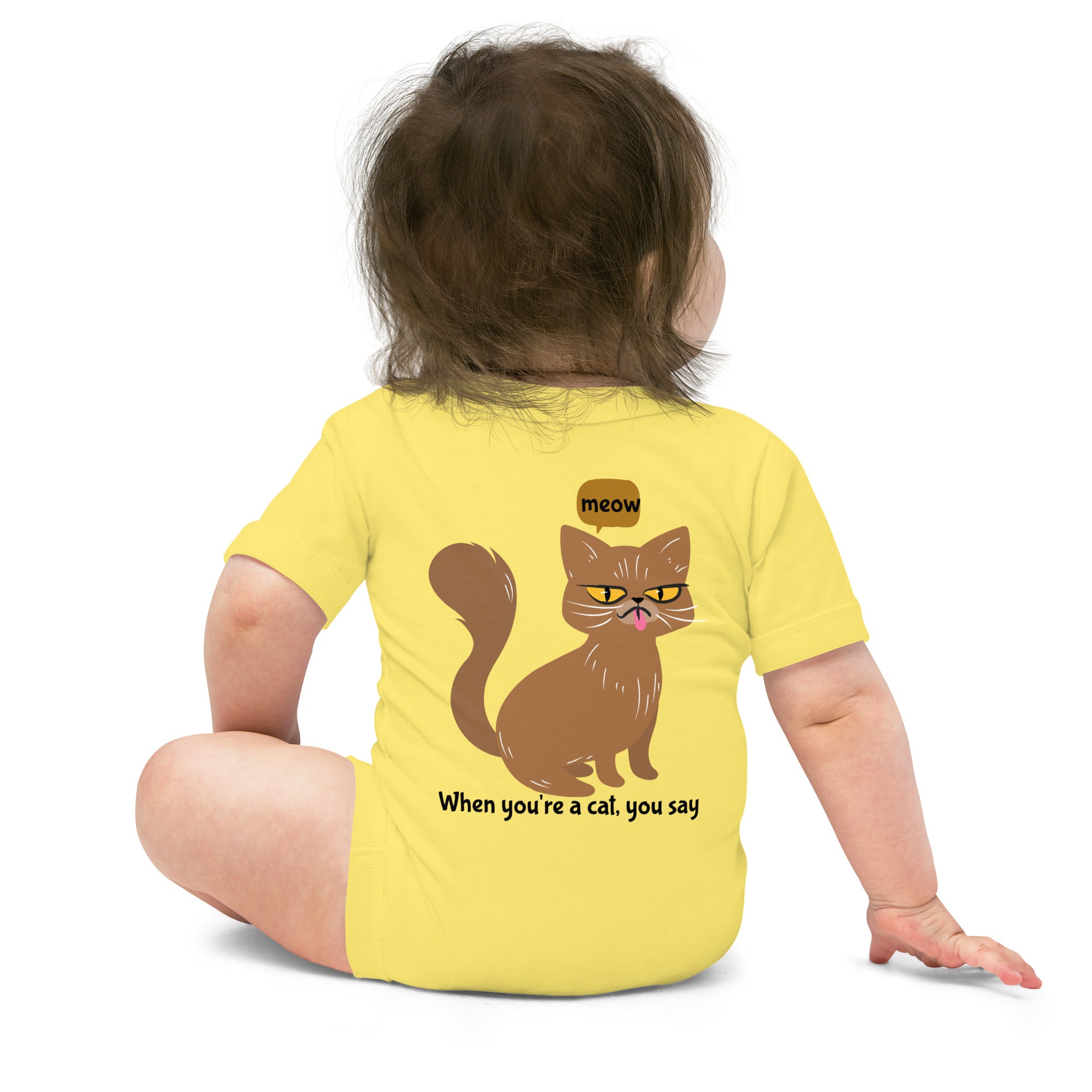 Meow - Baby short sleeve one piece (back print)