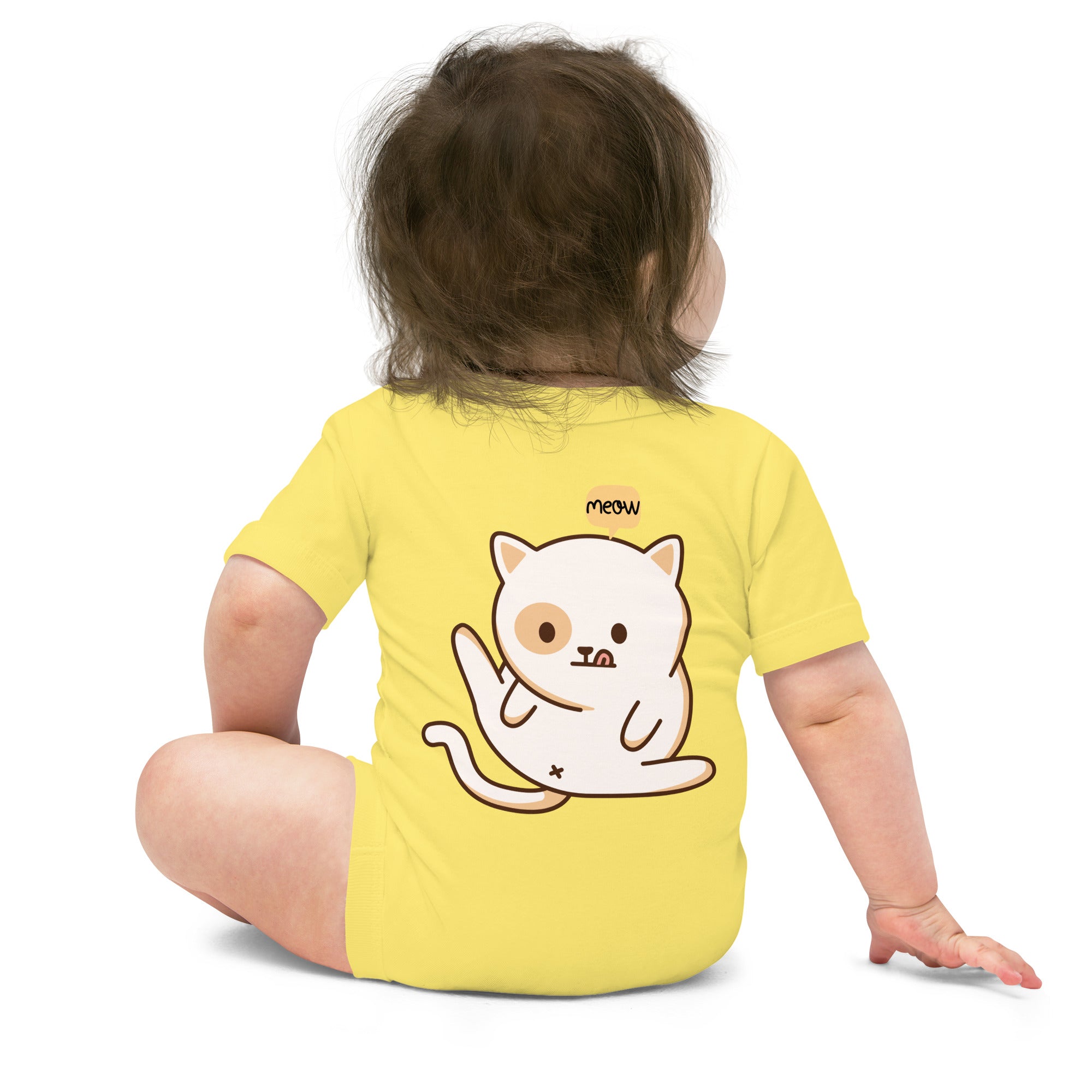 Meow v1 - Baby short sleeve one piece (back print)