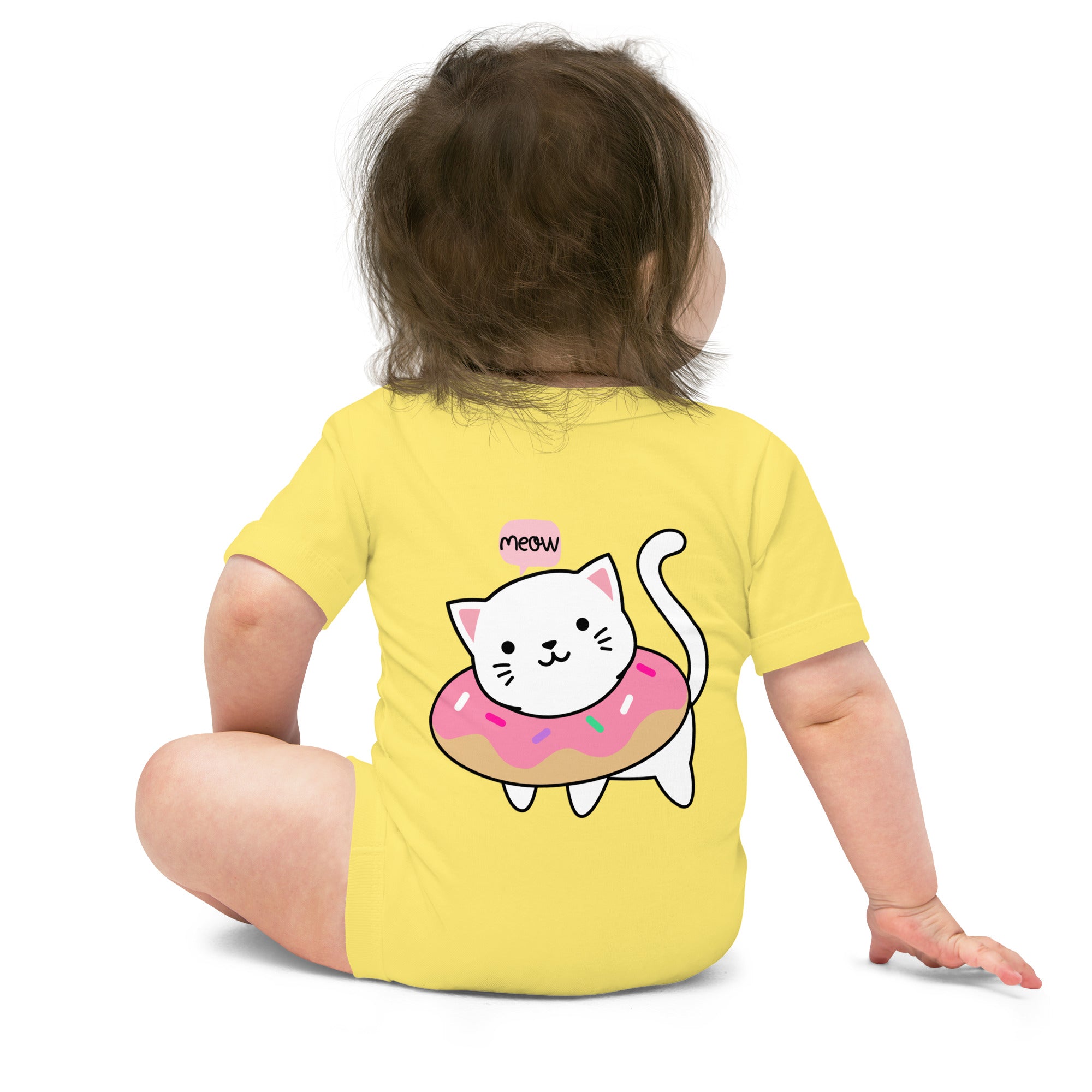 Meow v2 - Baby short sleeve one piece (back print)