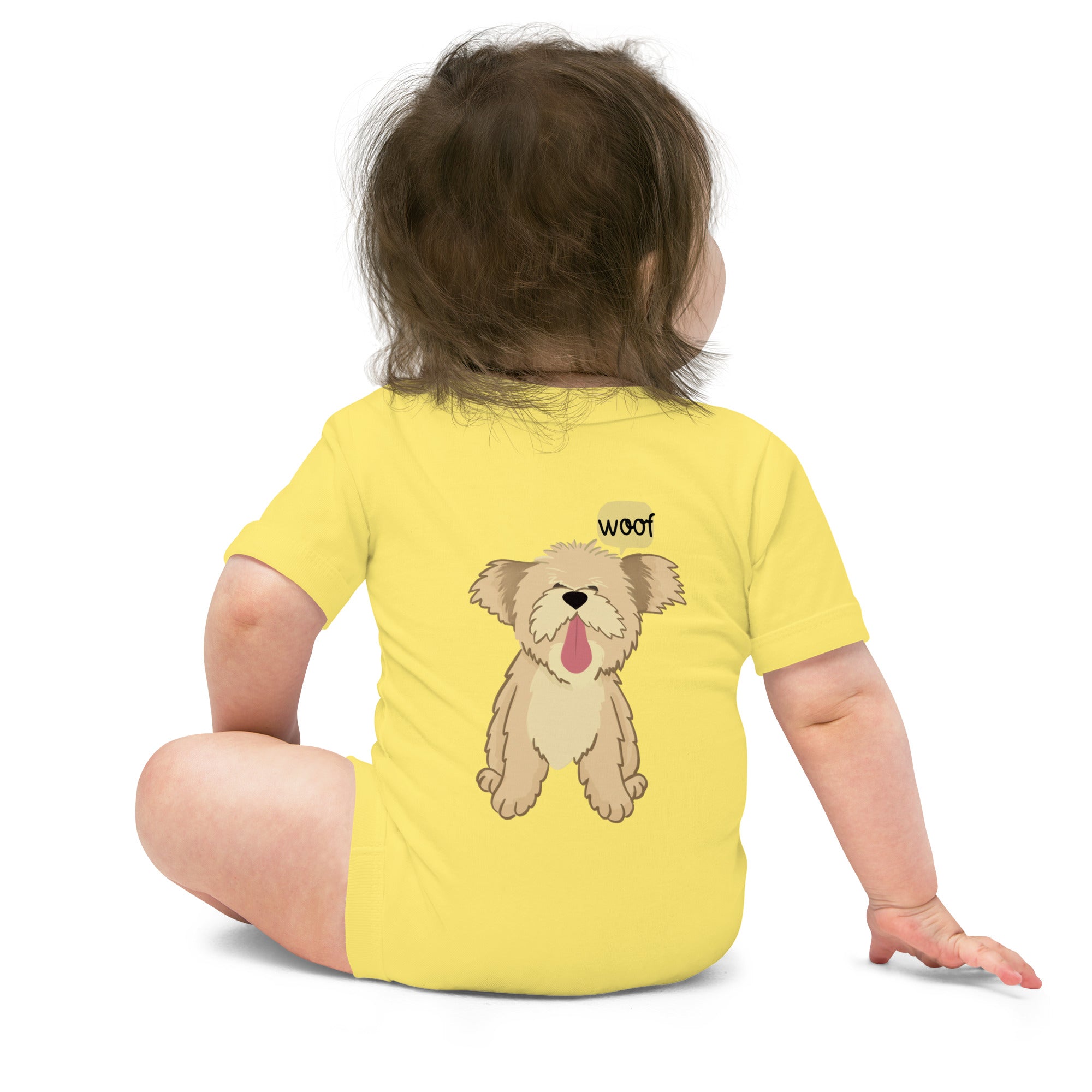 Woof v1 - Baby short sleeve one piece (back print)