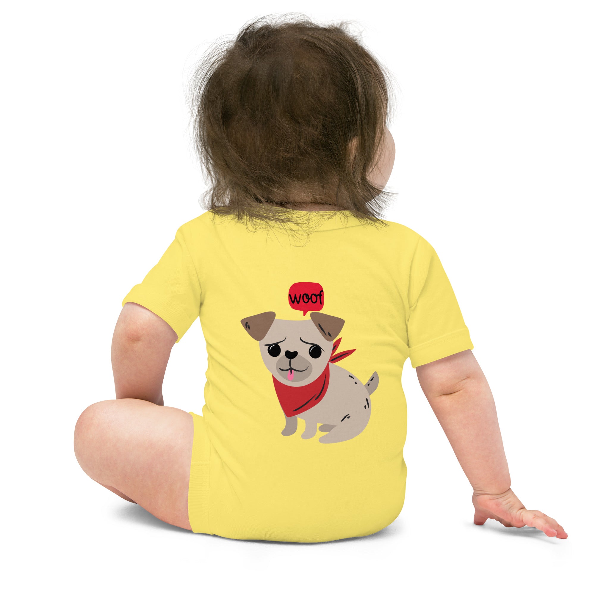 Woof v2 - Baby short sleeve one piece (back print)