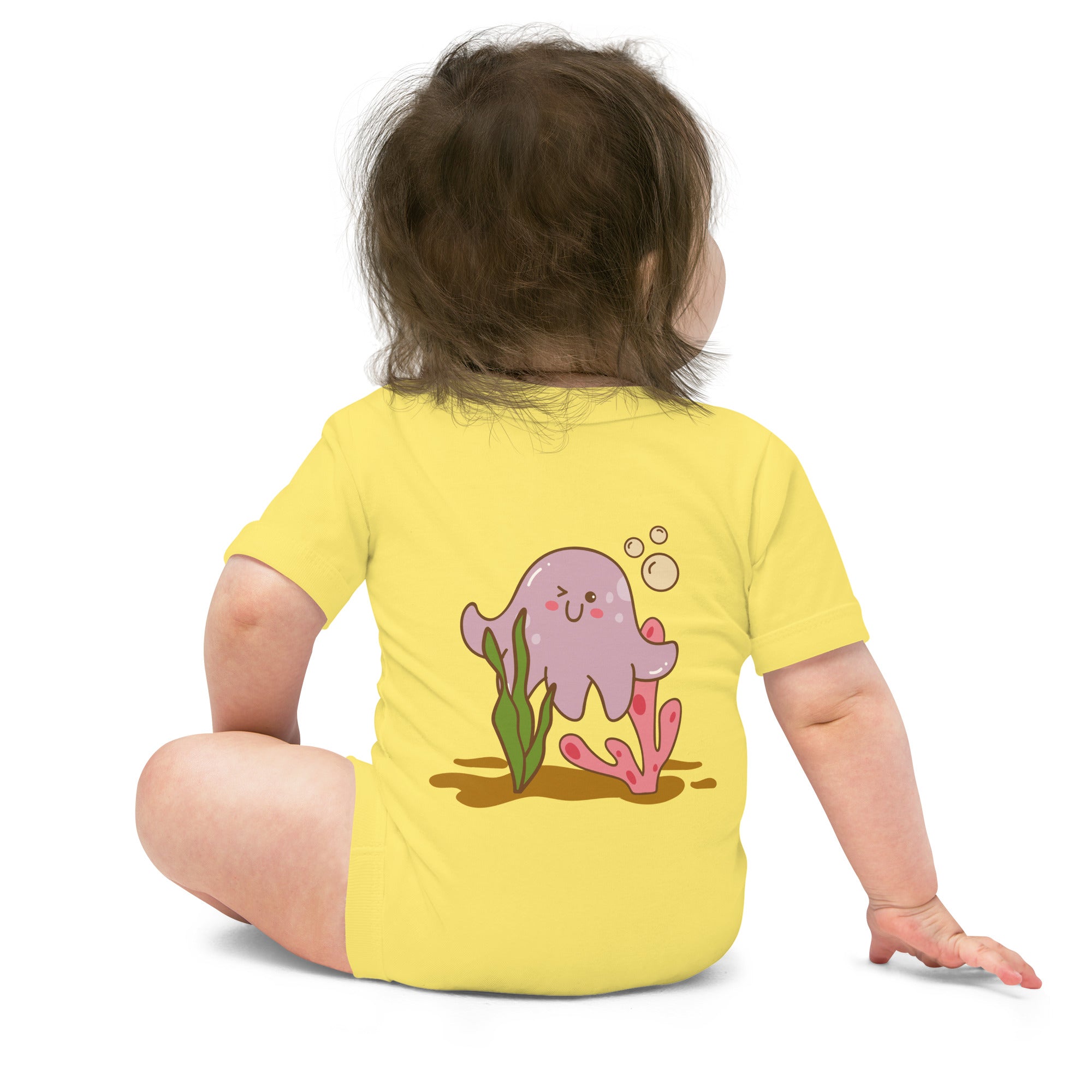 Kawaii sea creature - Baby short sleeve one piece (back print)