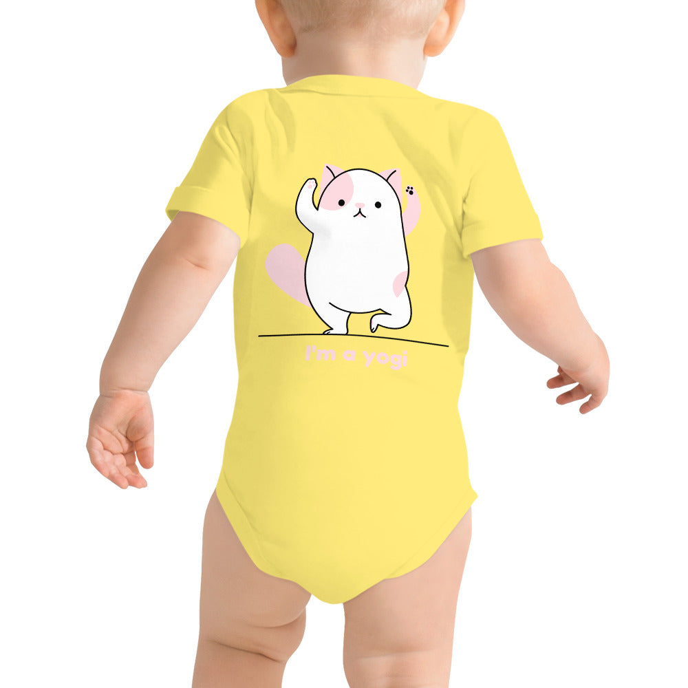 Meow Yogi - Baby short sleeve one piece (back print)