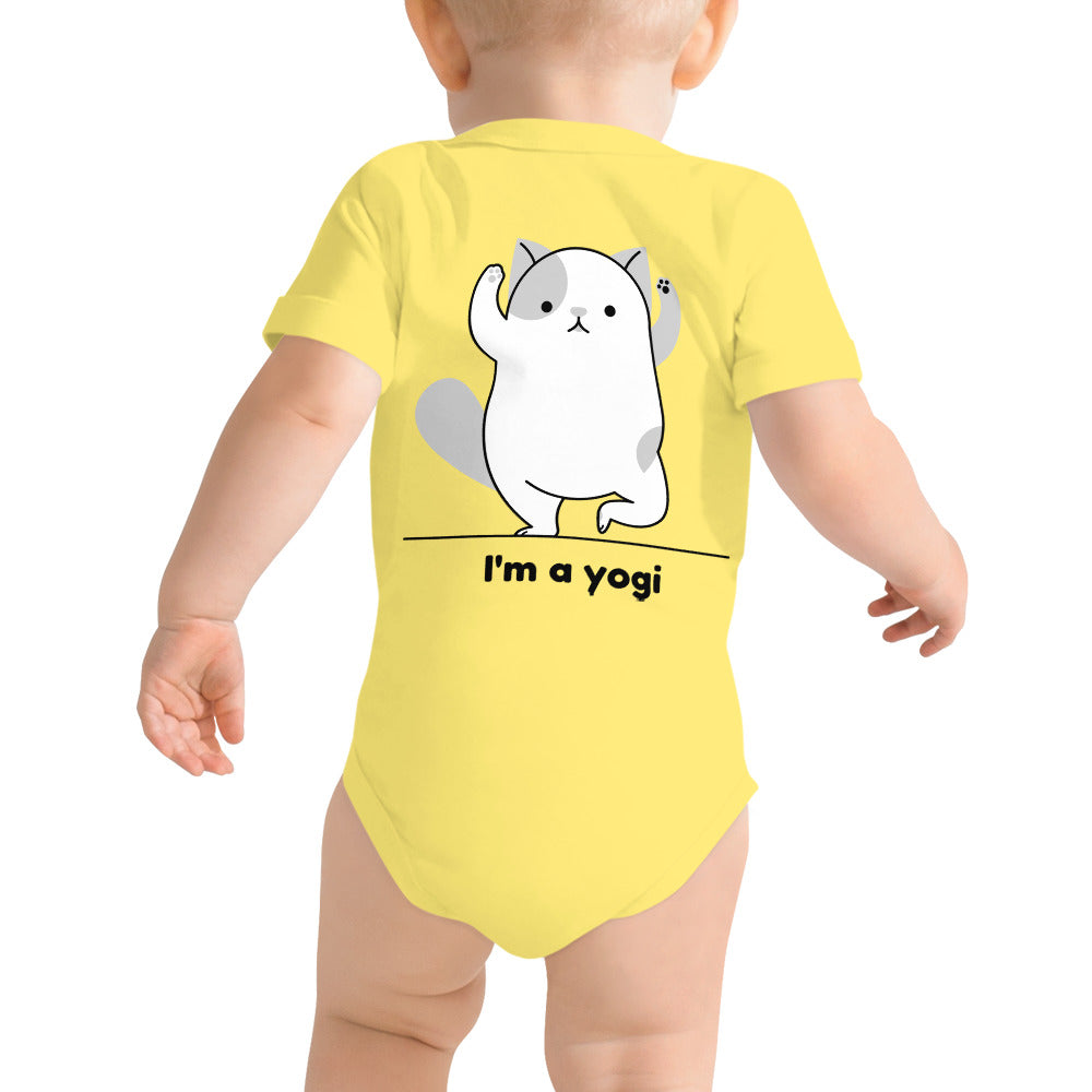 Meow Yogi - Baby short sleeve one piece (back print)