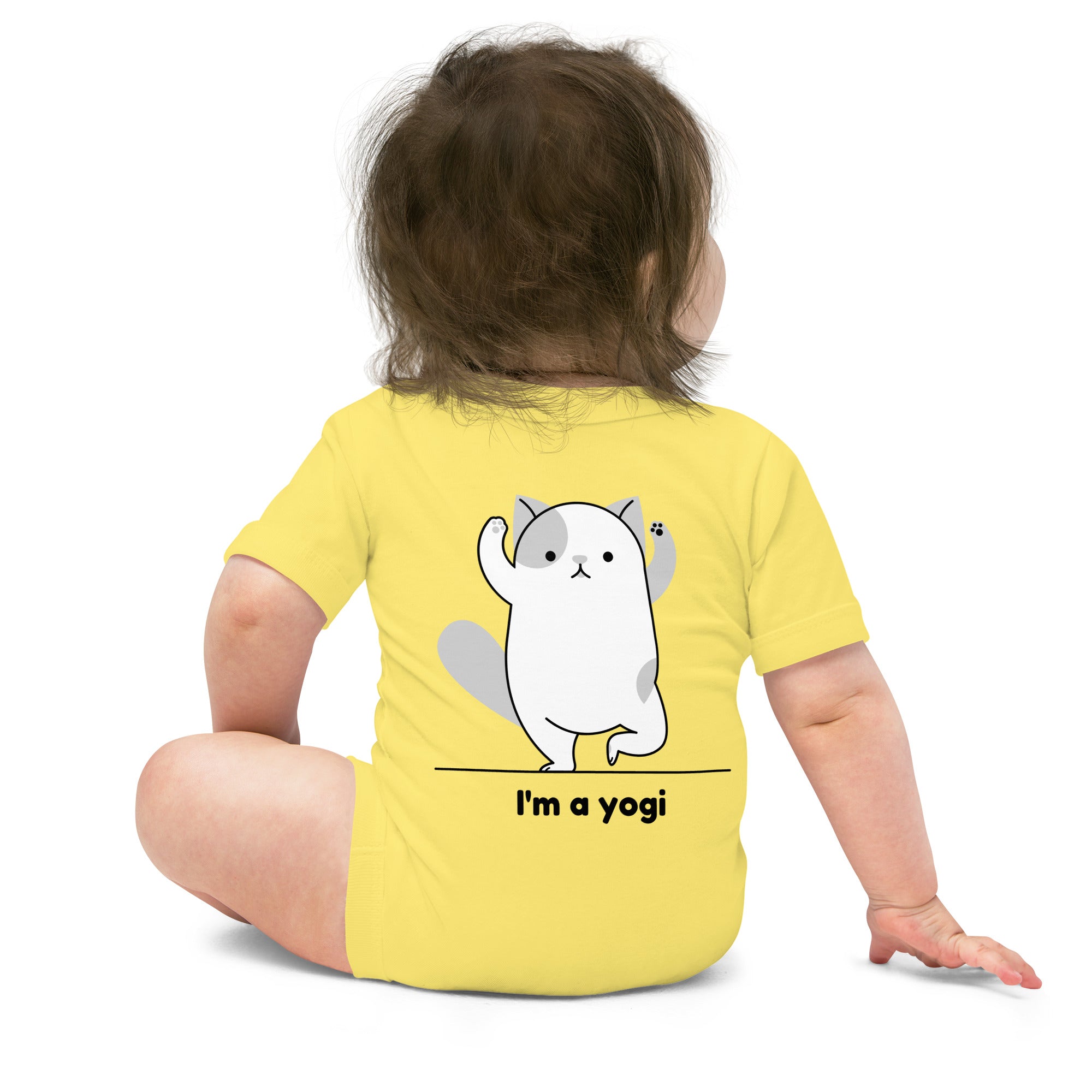 Meow Yogi - Baby short sleeve one piece (back print)