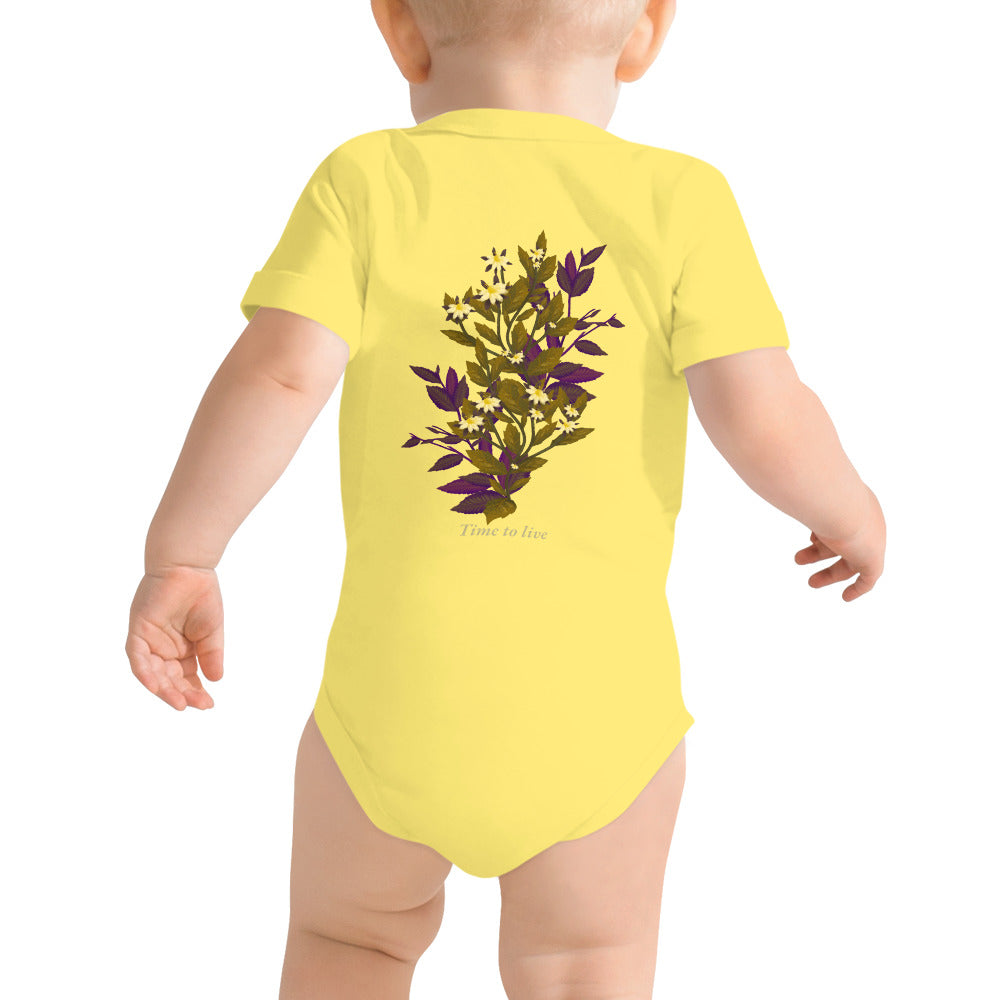 botanical illustration - Baby short sleeve one piece (back print)