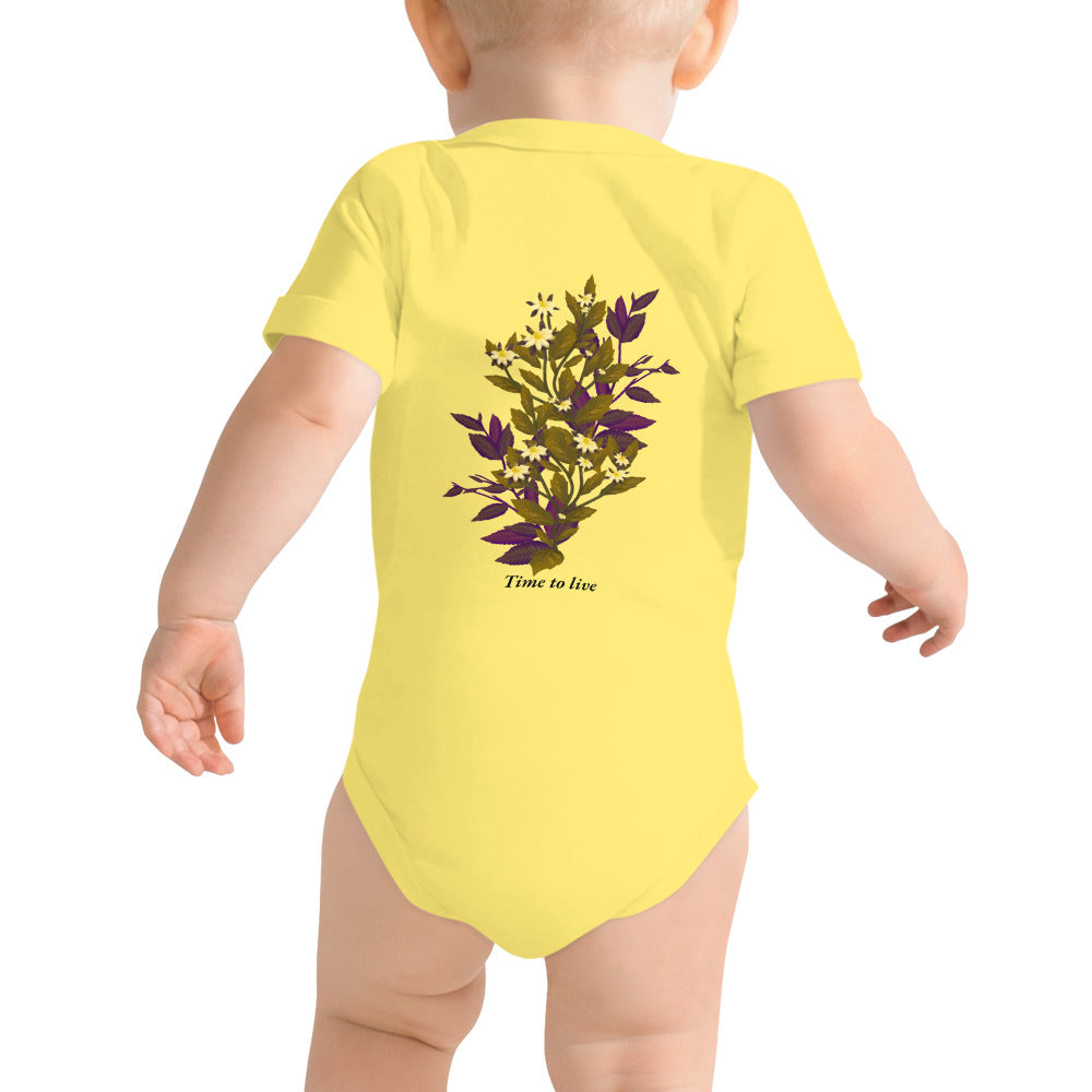 botanical illustration - Baby short sleeve one piece (back print)