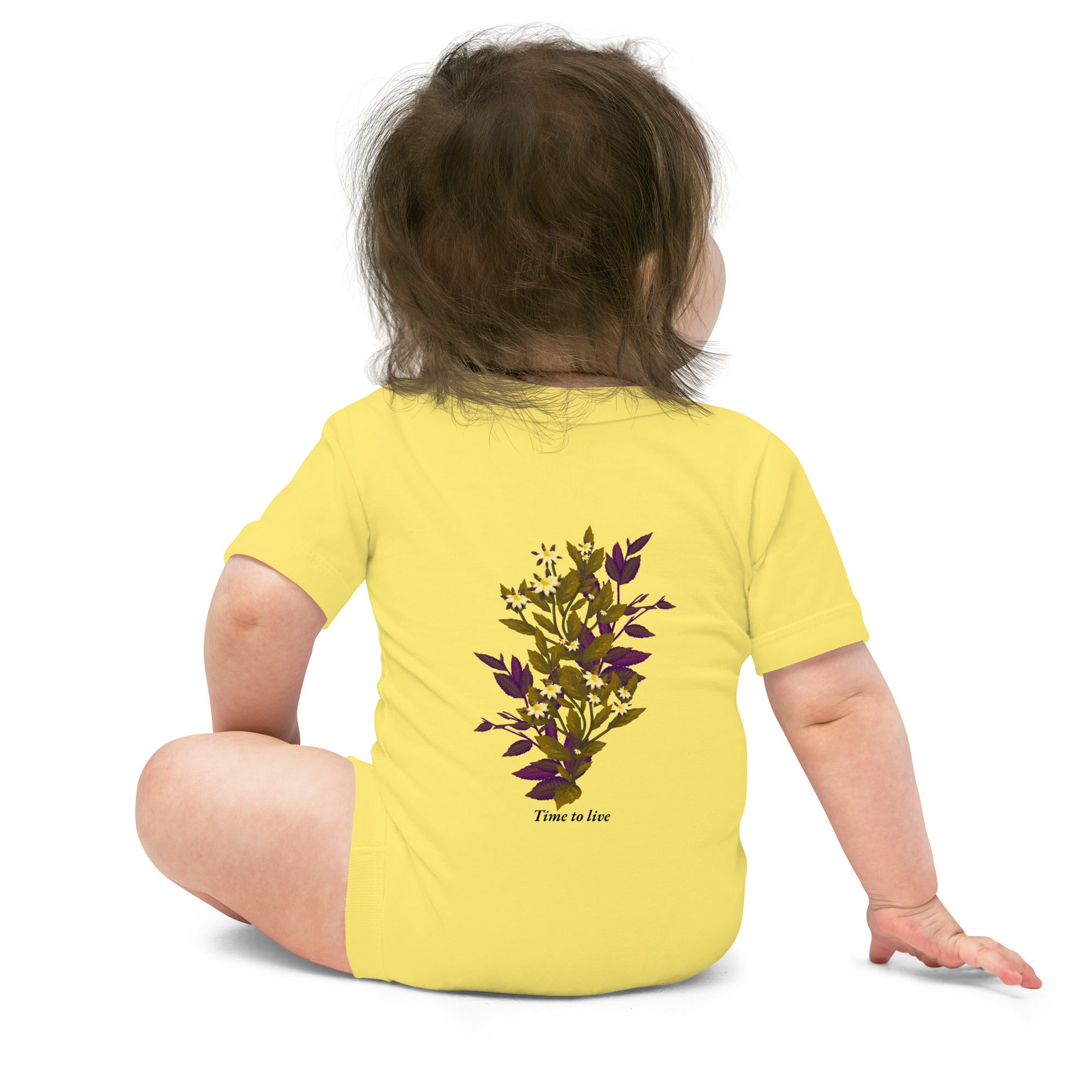 botanical illustration - Baby short sleeve one piece (back print)