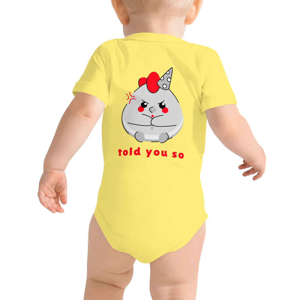 Told you so V - Baby short sleeve one piece (back print)