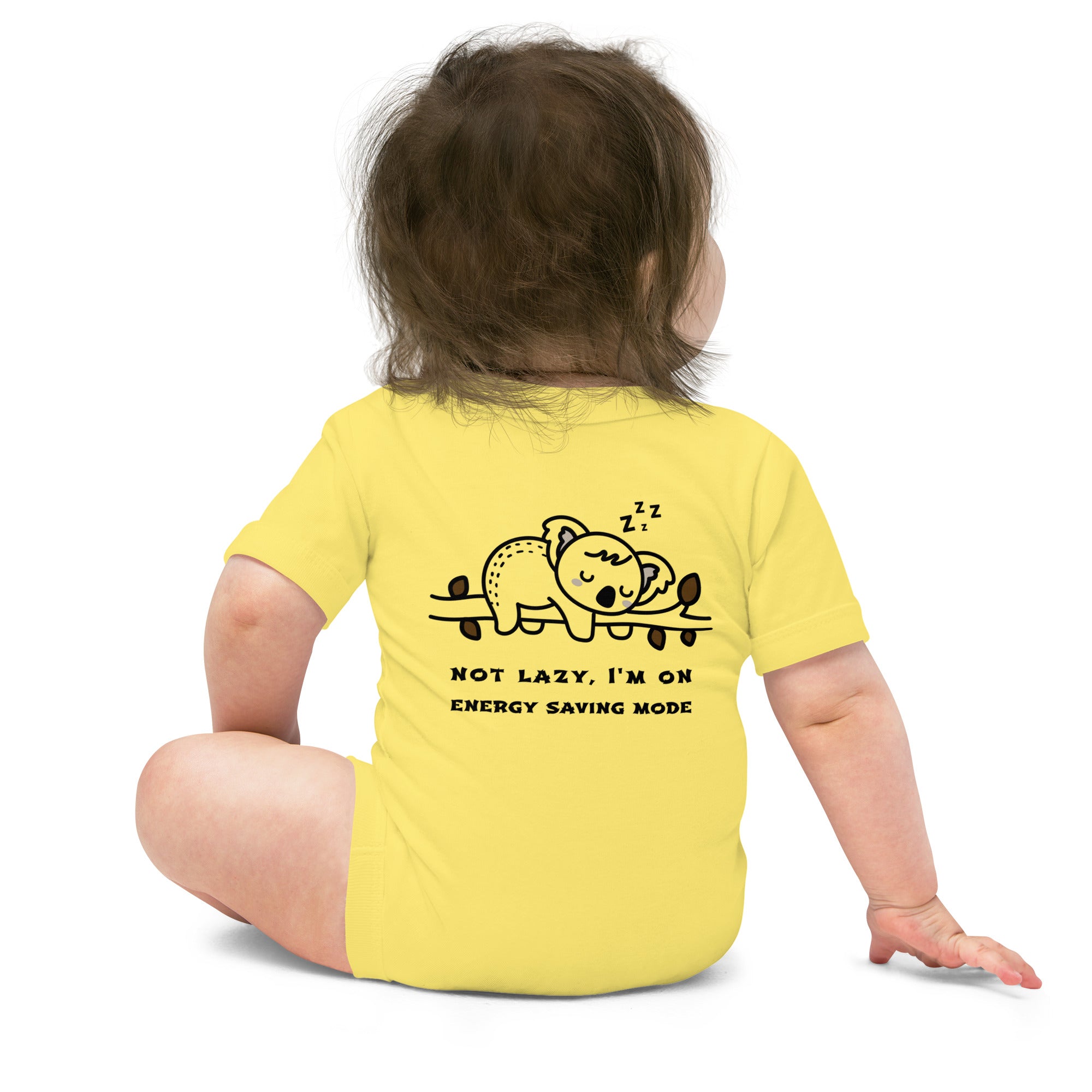 Not lazy, I'm on energy saving mode - Baby short sleeve one piece (back print)