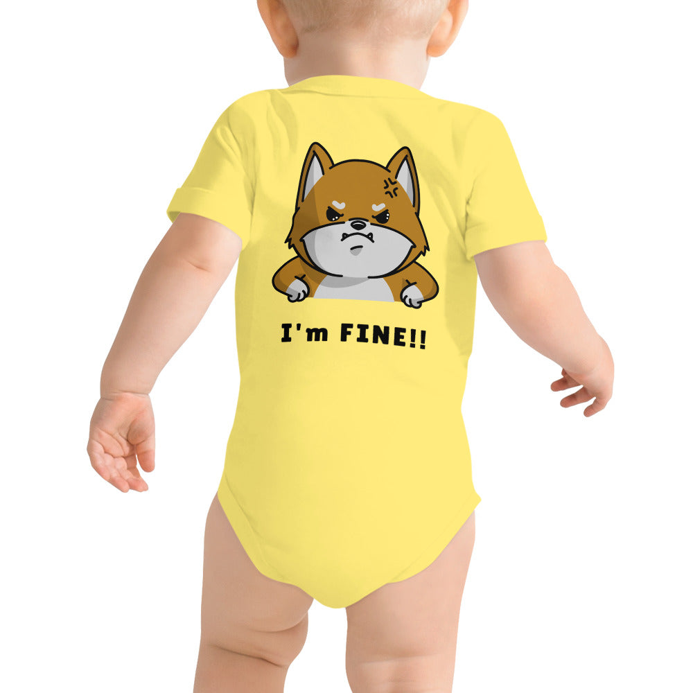 I'm fine - Baby short sleeve one piece (back print)