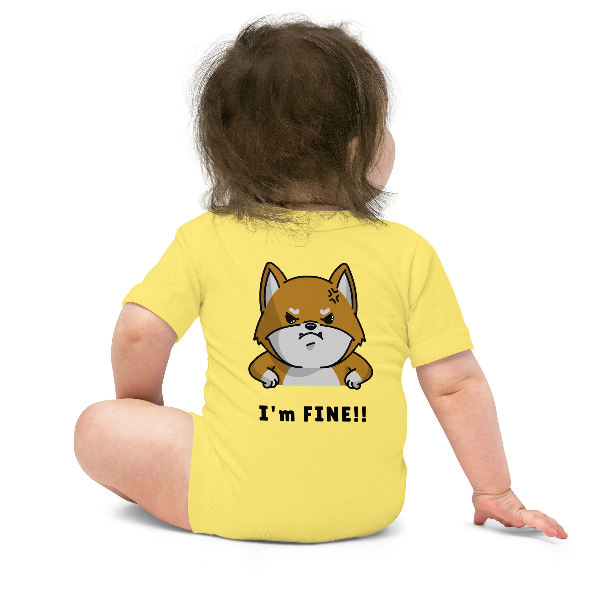 I'm fine - Baby short sleeve one piece (back print)