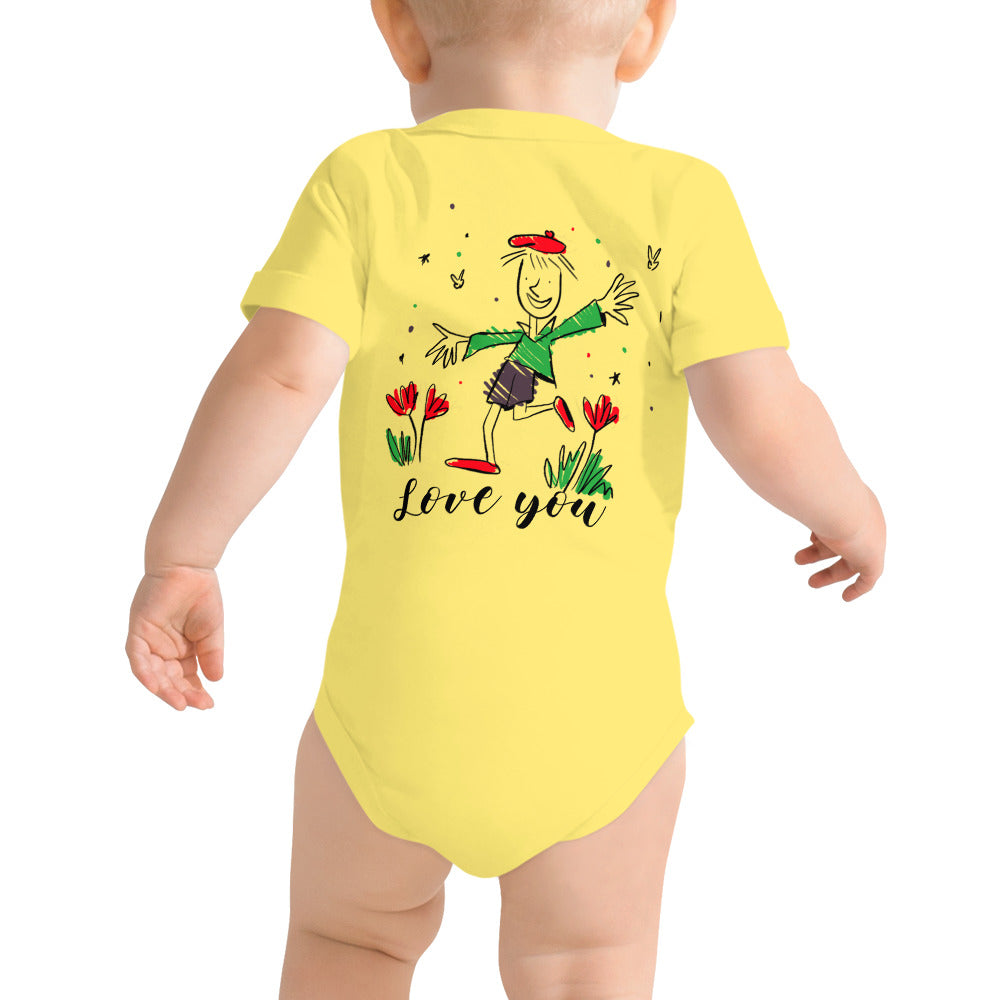 Love you - Baby short sleeve one piece (back print)