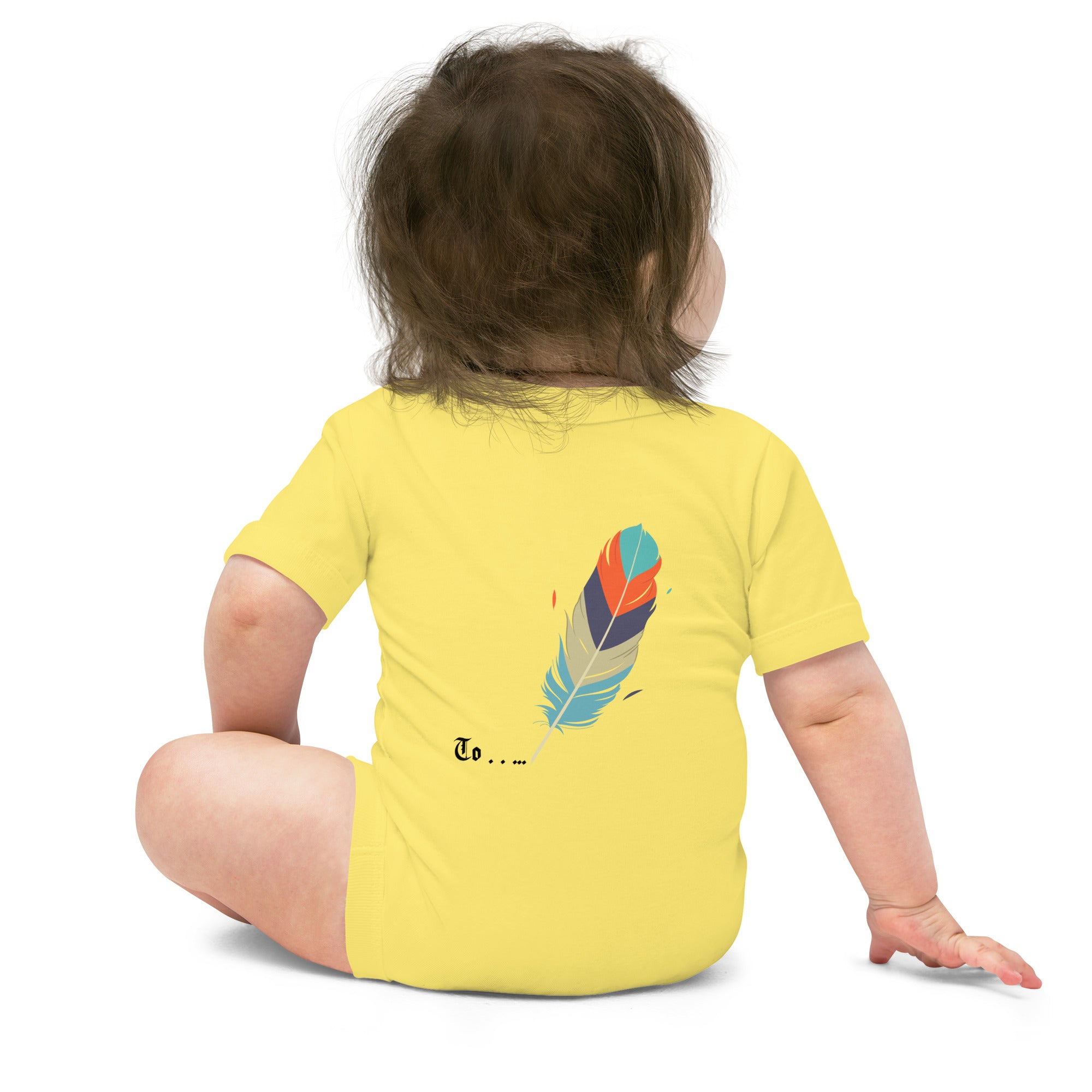 Feathers inspiration V2 - Baby short sleeve one piece (back print)