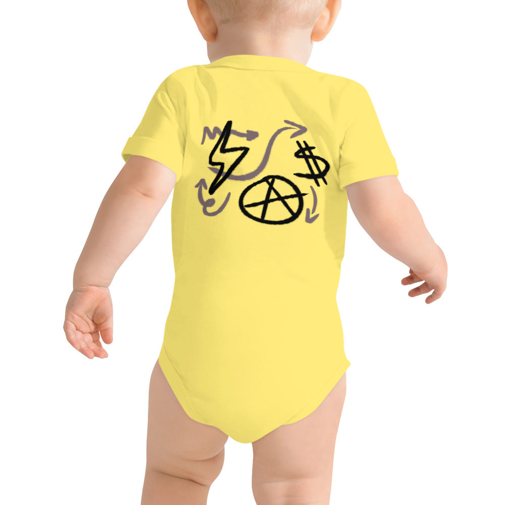 $ = $ - Baby short sleeve one piece (back print)