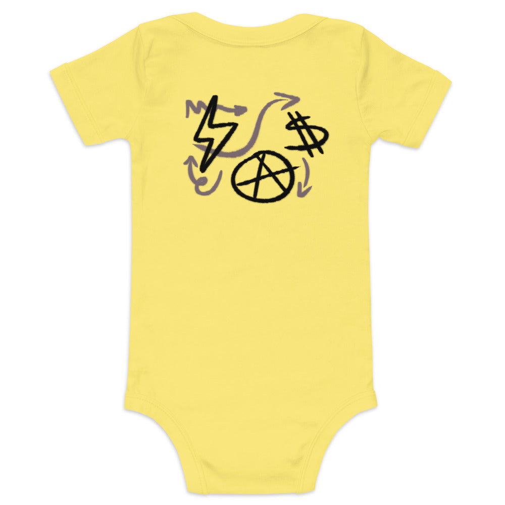 $ = $ - Baby short sleeve one piece (back print)