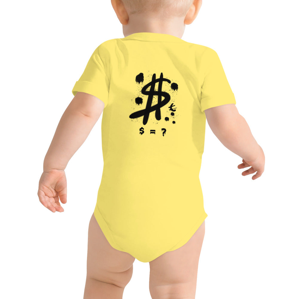 $ = ? - Baby short sleeve one piece (back print)