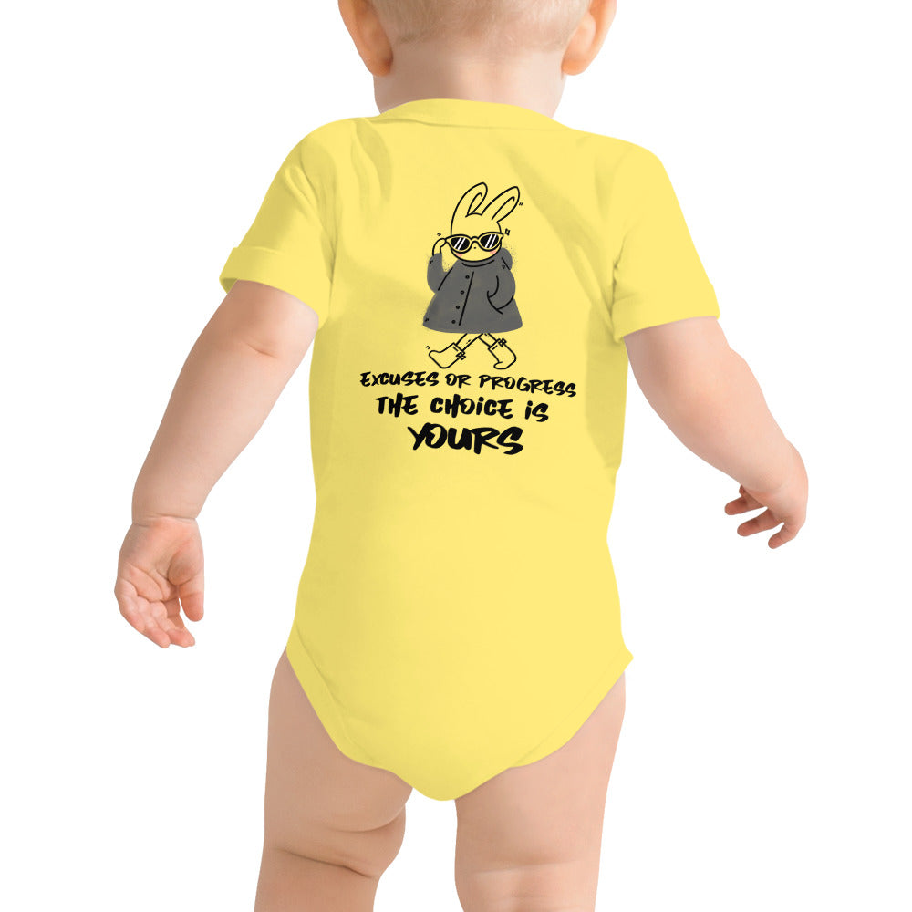 Excuses or Progress, the choice is yours  - Baby short sleeve one piece (back print)