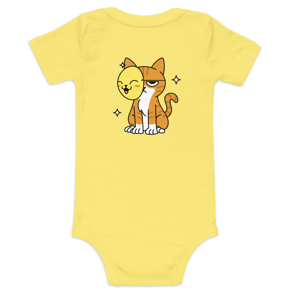 Meow at work - Baby short sleeve one piece (back print)