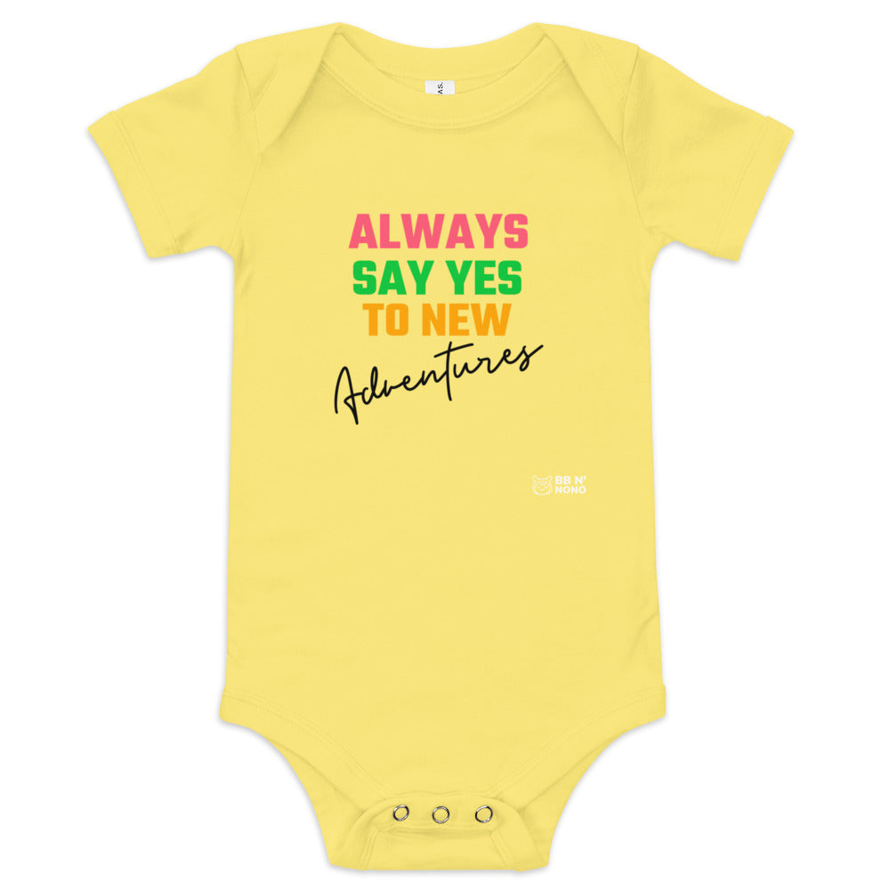 Always say yes to new, adventurer - Baby short sleeve one piece (rainbow)